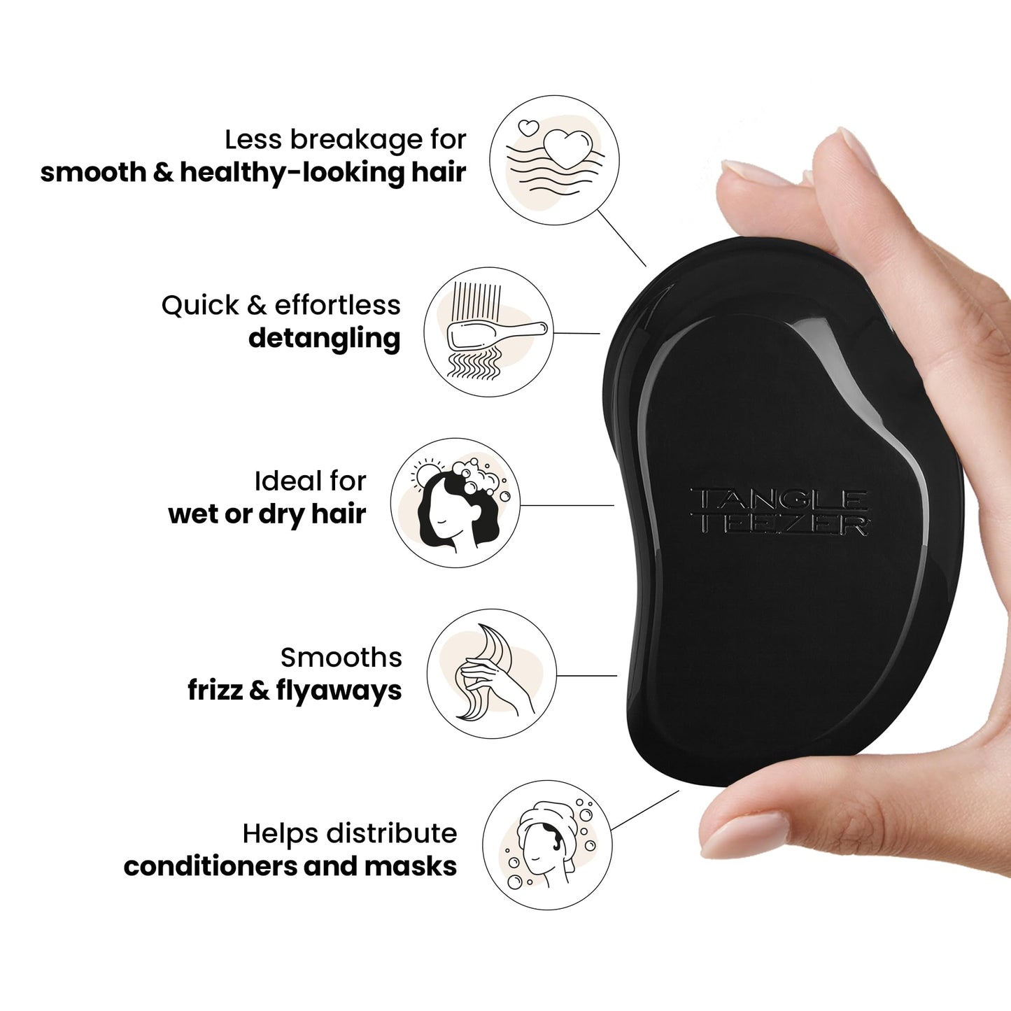 Tangle Teezer Original Detangler Brush, Dry & Wet Hairbrush for All Hair Types, Panther Black - Medaid International