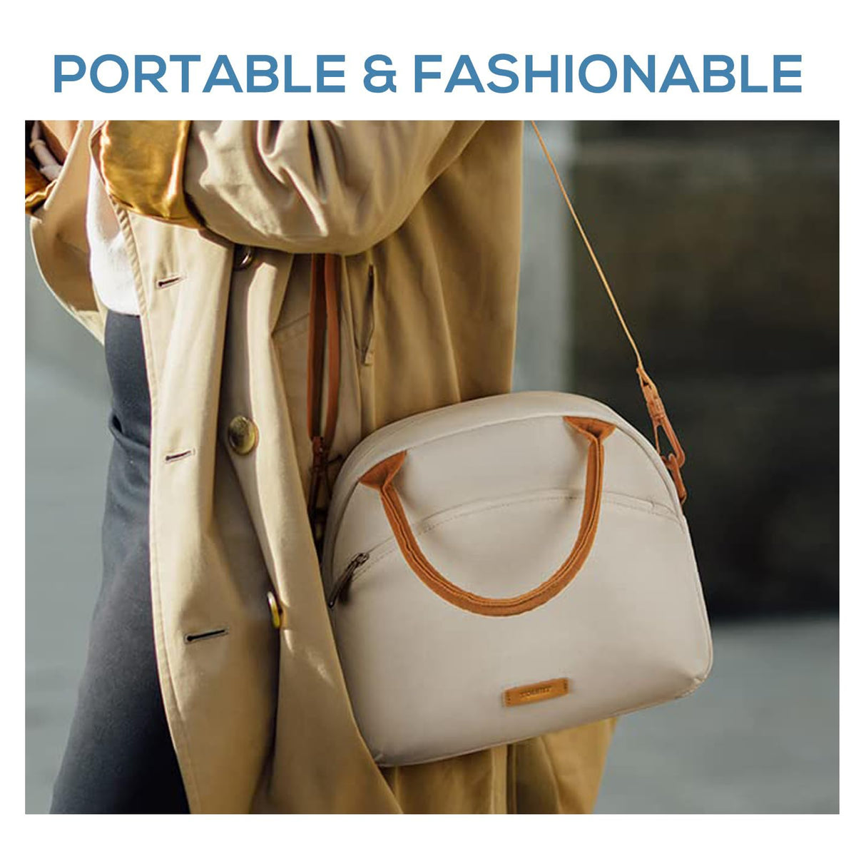 TERRIFI Stylish and Spacious Lunch Bag Set, Perfect for Work, School, Picnics, and Travel - Includes Utensils and Insulated Tote Bag (Beige)