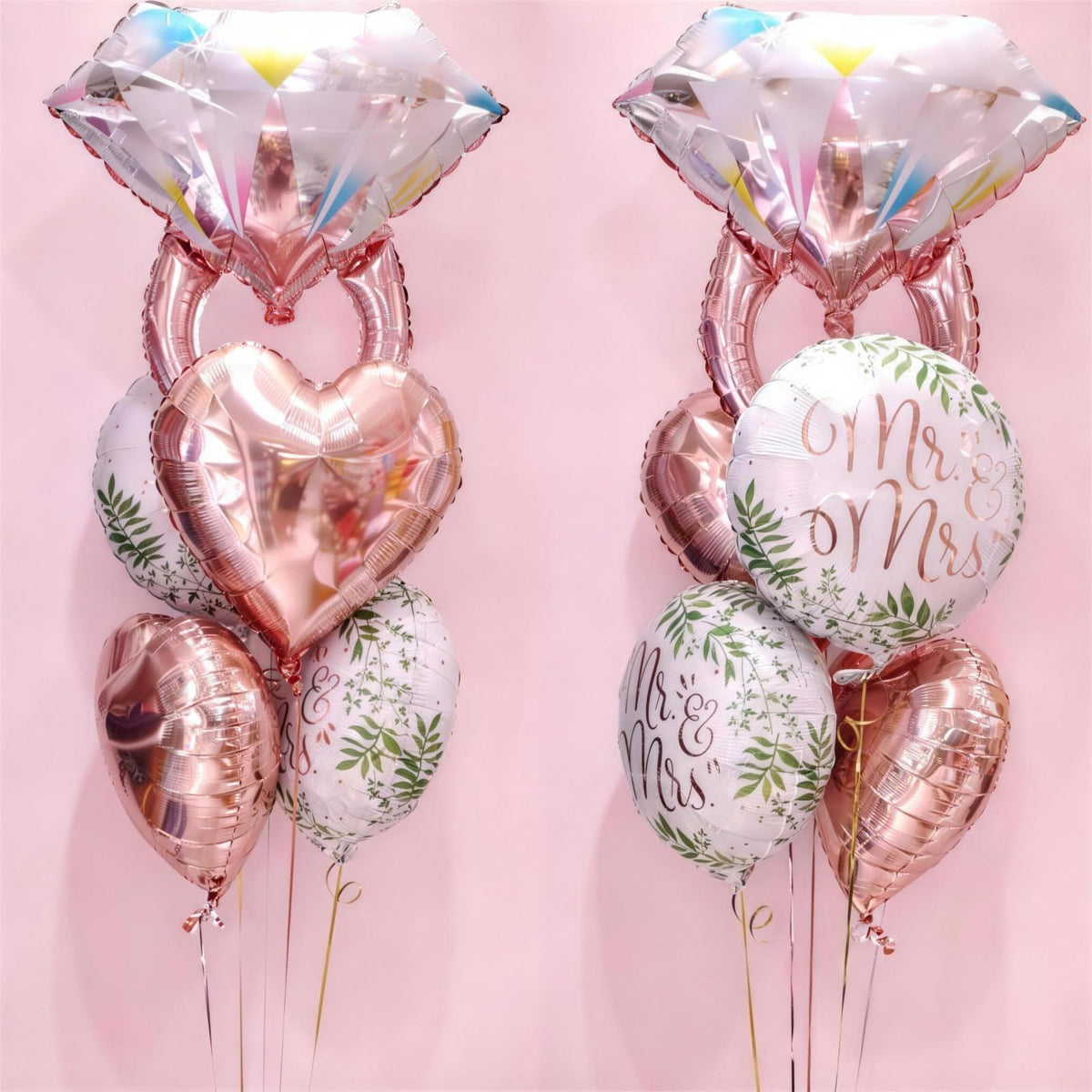 Diamond Ring Balloons, 4Pcs Large Rose Gold Foil Shining Diamond Balloon, Engagement Ring Balloons for Wedding Bridal Shower Marriage, Romantic Sparkly Ring Balloon for Party Decor
