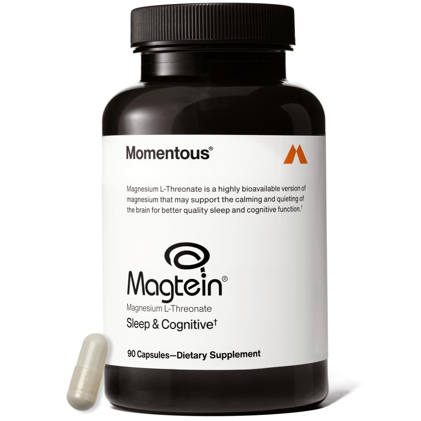 Momentous Magtein Magnesium L-Threonate - Brain & Rest Support Supplement - Boosts Cognitive Function & Sleep Quality - NSF Certified for Sport -145 mg - 30 Servings - Medaid International