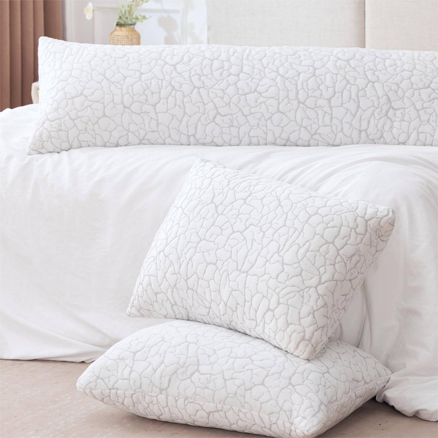 WGAKCED Cooling Pillows for Sleeping 1 Pack, Standard Size Adjustable Shredded Memory Foam Pillows, Firm Bed Pillows for Side, Back, Stomach, Hot Sleepers, Cold Single Pillow for College Dorm Room - Medaid International