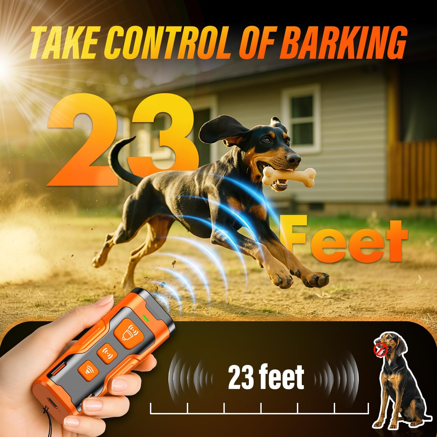 YUYQA Dog Bark Deterrent Device, 3X Ultrasonic Anti Barking, 6 Training Modes 23 FT Range Barks No More Indoors Outdoors Behavior Correct Safe & Humane Rechargeable Compact Bark Control for Dogs - Medaid International