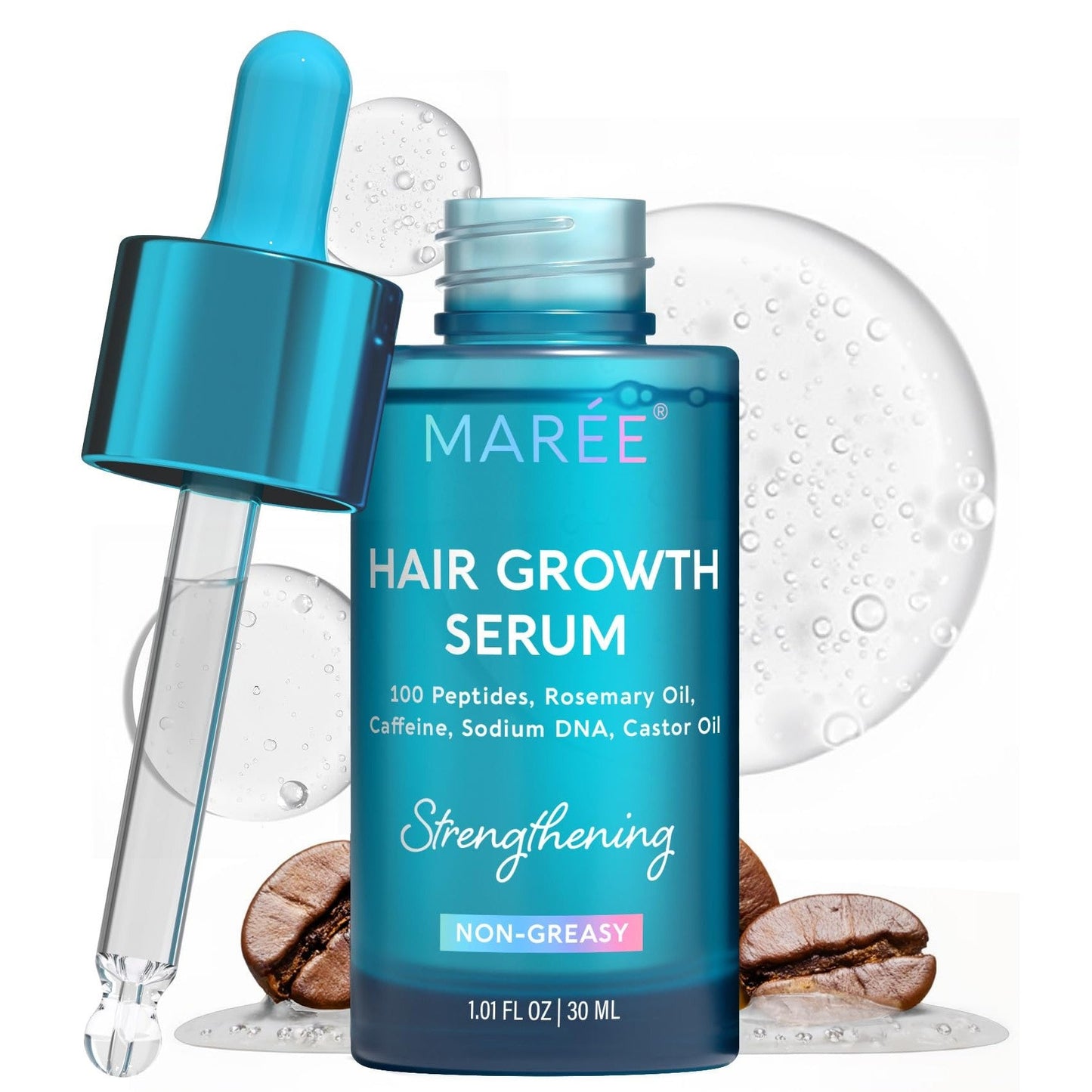 MAREE Hair Growth Serum - Caffeine Peptides Castor Rosemary Oil for Hair Growth - Products for Women & Men - Hair Oils for Hair Growth - Hair Regrowth Tonic - Scalp Serum - Suero Para El Cabello - Medaid International