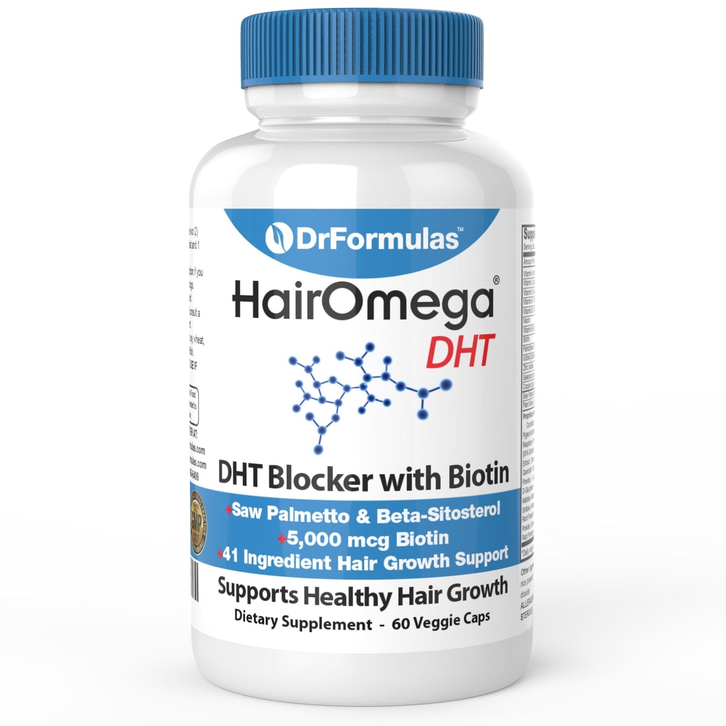 DrFormulas HairOmega DHT Blocker Biotin 5000 mcg Vitamins for Hair Growth Supplement | Hair Loss Pills for Women and Men, 30 Day Supply - Medaid International