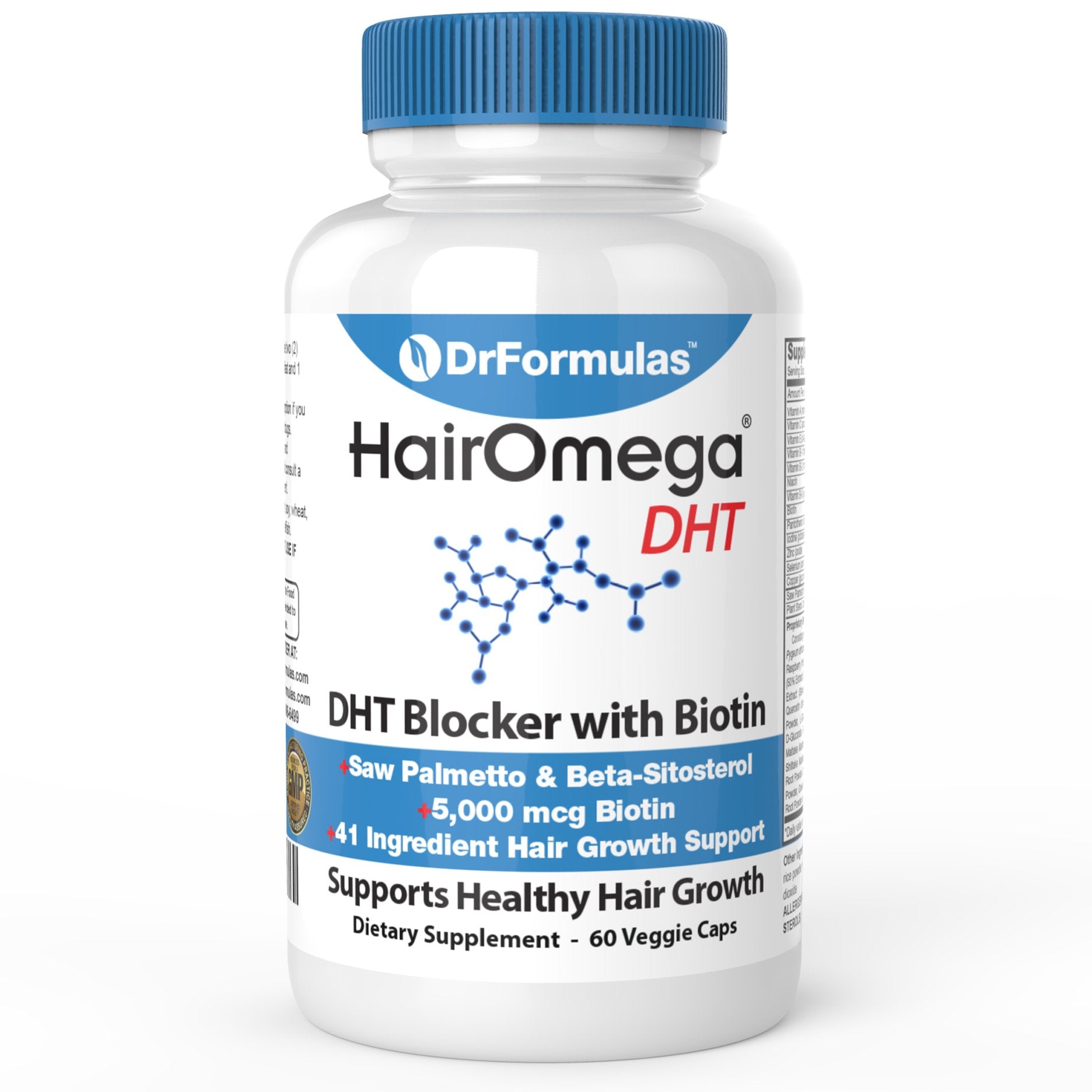 DrFormulas HairOmega DHT Blocker Biotin 5000 mcg Vitamins for Hair Growth Supplement | Hair Loss Pills for Women and Men, 30 Day Supply - Medaid International
