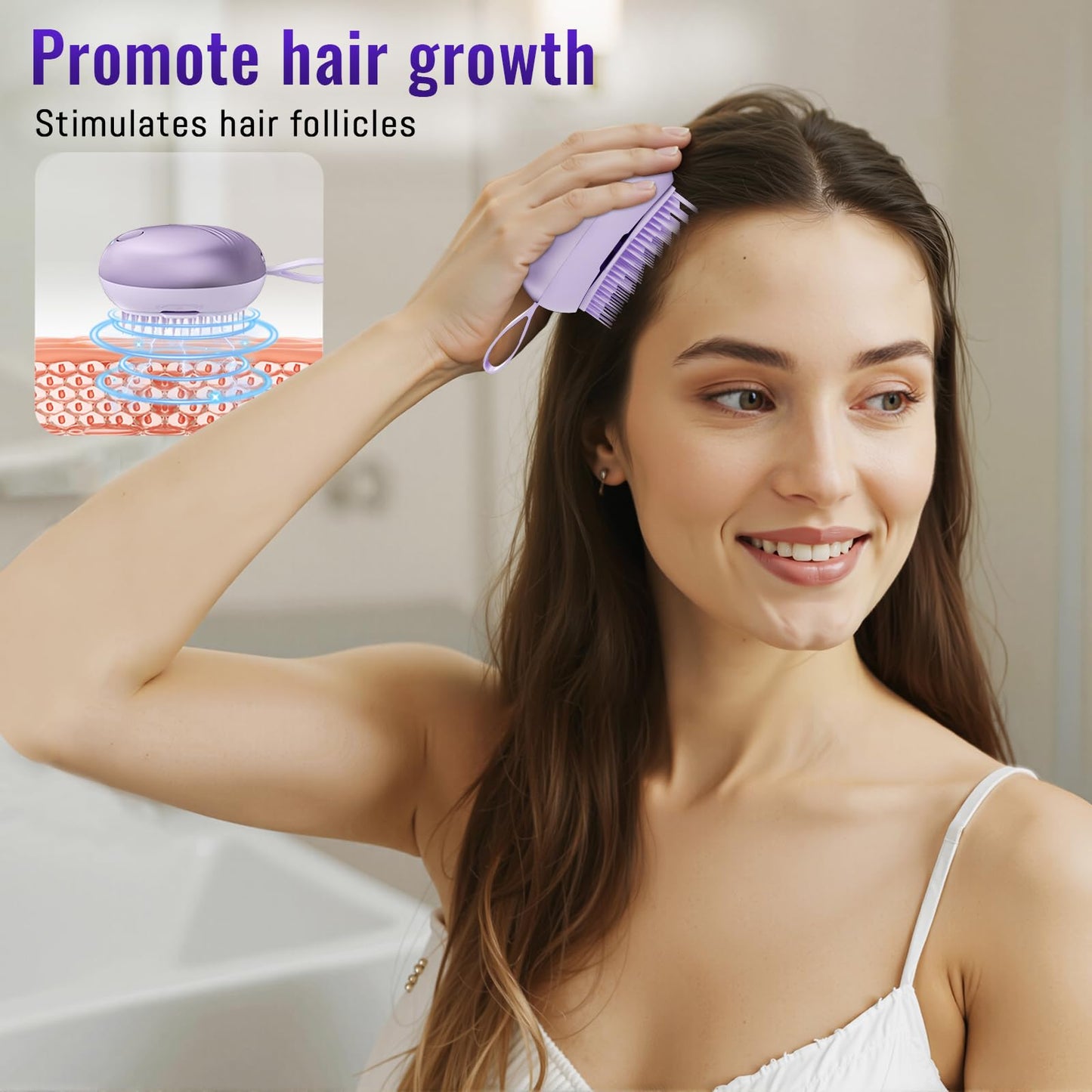 DYUHOOAO Scalp Massager Hair Growth Brush - Electric Head Massager Relax Scalp Stress - Unique Birthday Gifts for Women - Sonic Vibration Comb for Stimulating Follicles - Purple - Medaid International