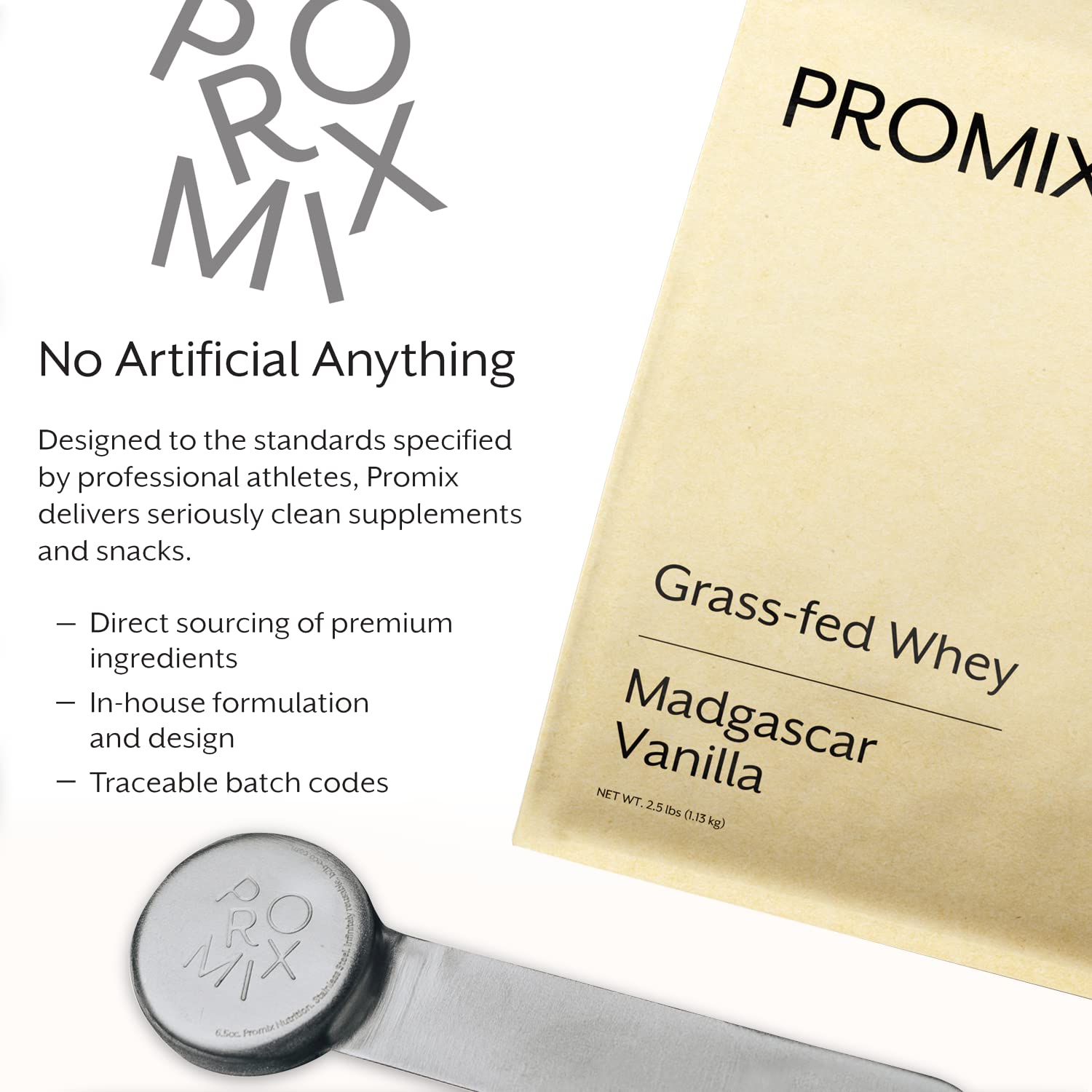 ProMix Nutrition Whey Protein Powder, Vanilla - Grass-Fed - ­Post Workout Fitness & Nutrition Shakes, Smoothies, Baking & Cooking Recipes - Gluten-Free & Keto-Friendly - 2.5 Pound (Pack of 1) - Medaid International