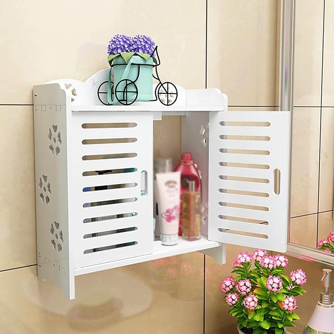 Wall-Mounted Bathroom Storage Shelf – No Drill Organizer