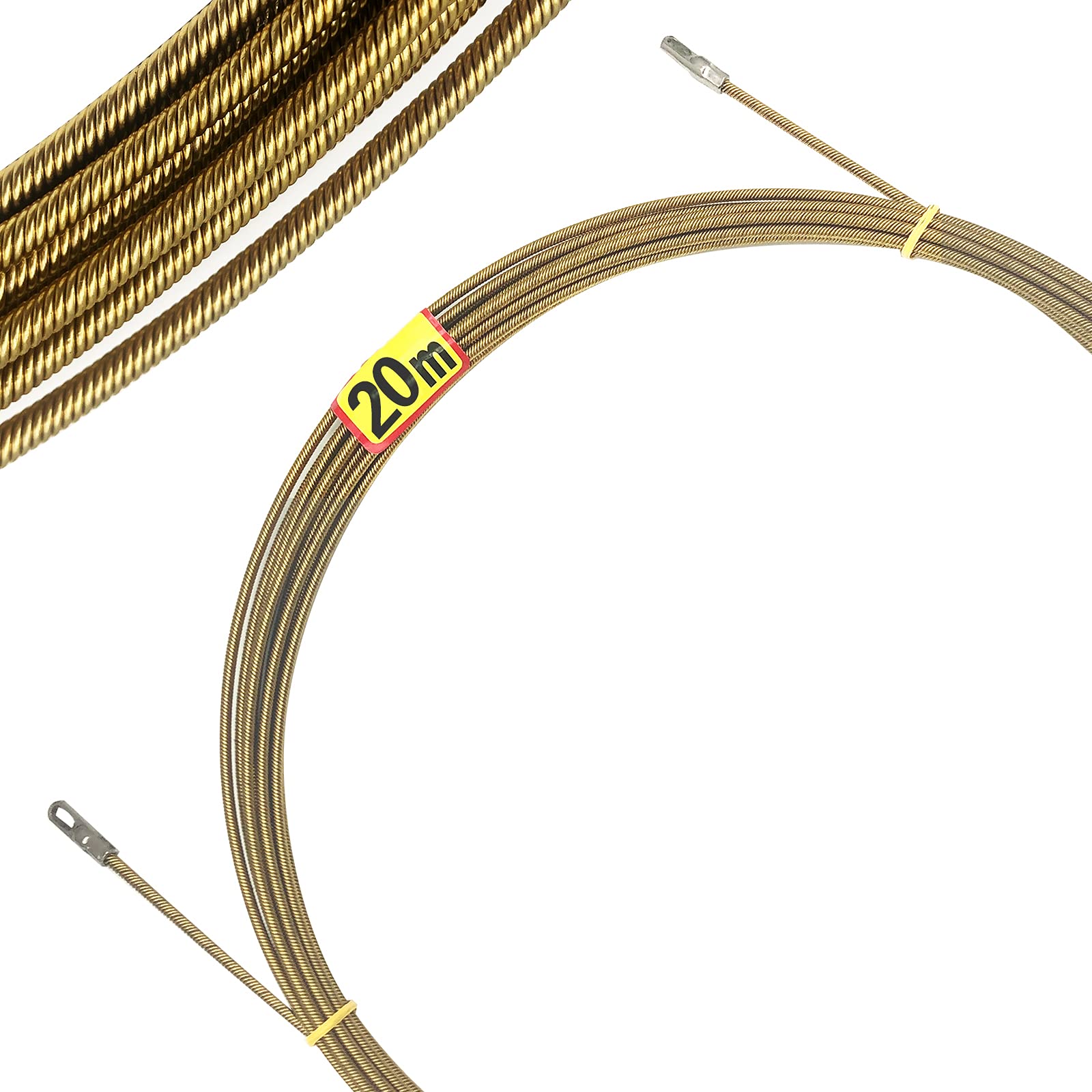 VGongTech 100ft Electrical Spring Wire Threader Fish Tape Fastener Cable Wire Puller Tool Upgraded 6 Cores Larger Leader Hole Electrician Threading Device - Medaid International