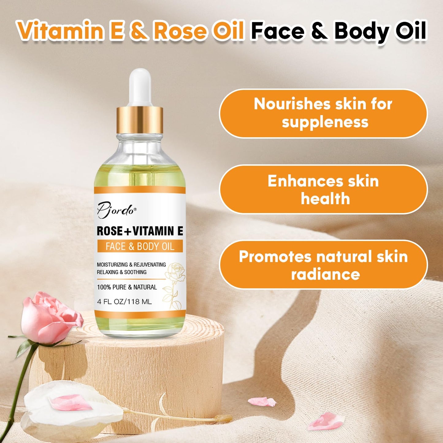 Pjordo Vitamin E Rose Oil & Gua Sha Massage Tools Set, Gua Sha Oil for Face & Body, Organic Vitamin E Oil for Moisturizing and Hydrating, Anti Aging, Spa Gifts for Him Her - Medaid International