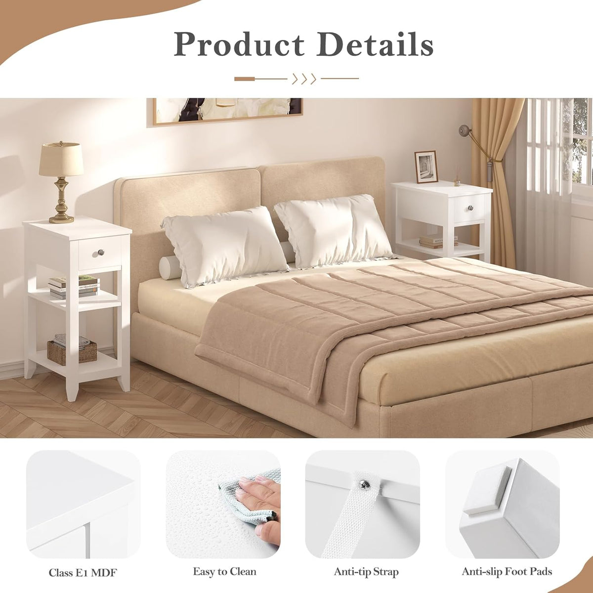 WOLTU Slim Bedside Table (NTS02WS)