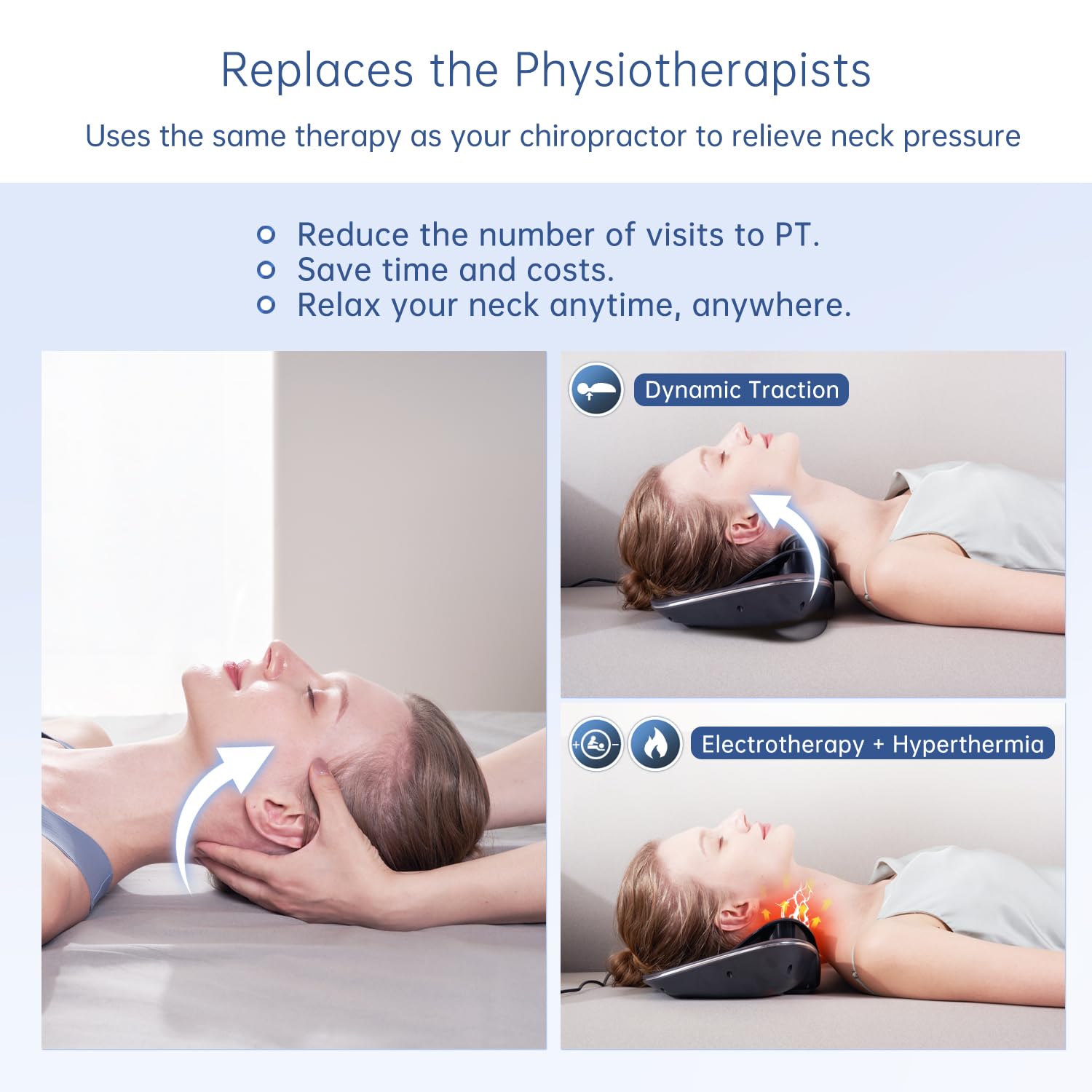Multi-Functional Cervical Traction Device, Electric Neck Stretcher with Dynamic Neck Stretching, 3 Modes Electrotherapy and Hyperthermia to Relieve Neck Pain, 104 to 122℉(40 to 50℃), Easy to Use - Medaid International