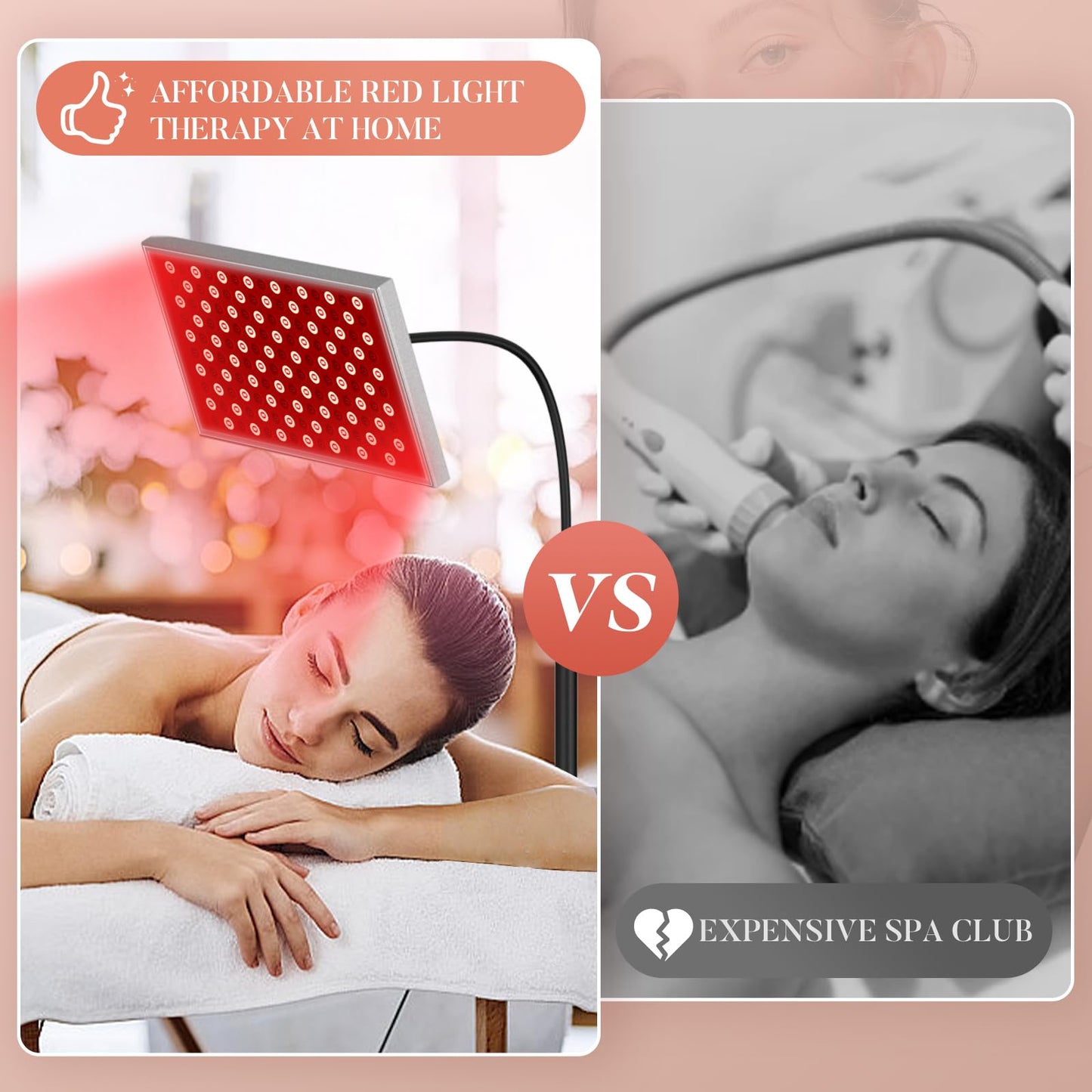 Red Light Therapy for Body: Infrared Light Therapy Panel Lamp with Stand, 660nm Deep Red and 850nm Near Infrared LED Device at Home for Face and Body - Medaid International