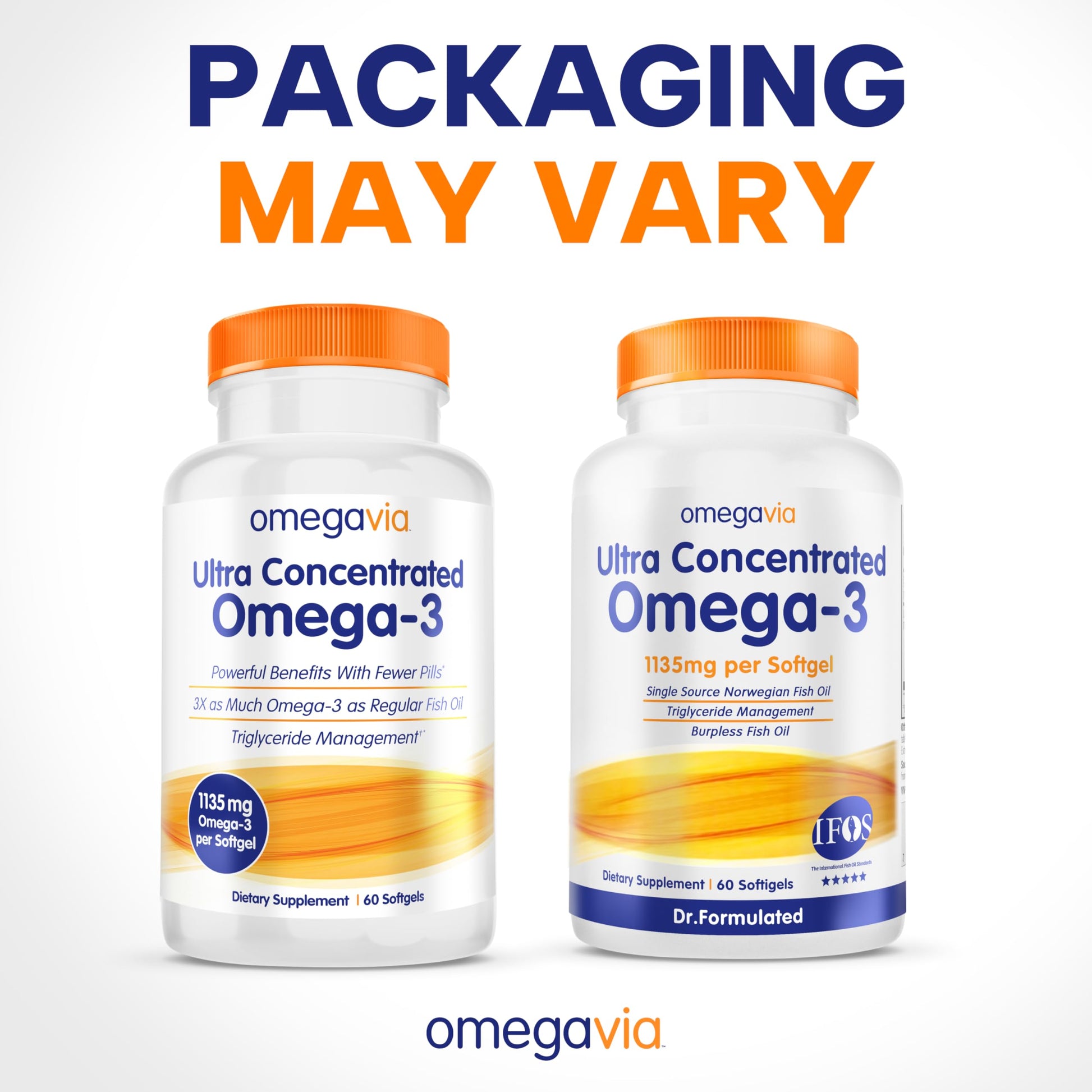 OmegaVia Ultra Concentrated Omega 3 Fish Oil Burpless, 60 Softgels, Triple Strength Omega 3 Fish Oil Supplements, 1135 mg Pure Omega3, No Fishy Burps, High EPA DHA DPA, IFOS 5-Star - Medaid International