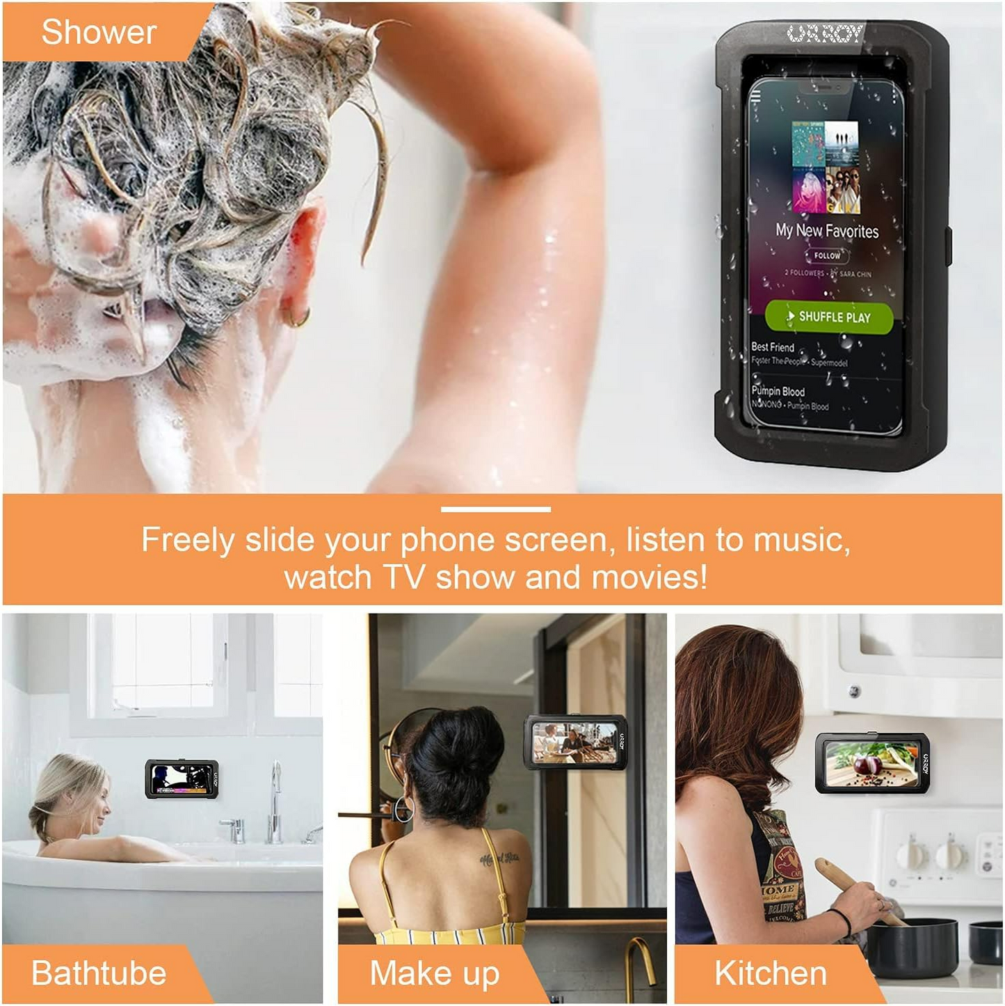 Shower Phone Holder [360° Rotation], Waterproof Wall Mount Shower Phone Case - Medaid International