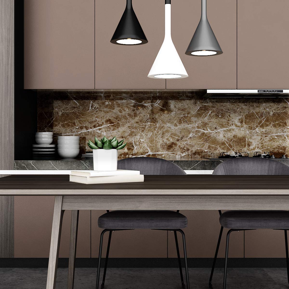 Livelynine Counter Top Covers Peel and Stick Brown Marble Contact Paper for Countertops Waterproof Wallpaper Kitchen Countertop Laminate Sheets Table Desk Cover Marble Vinyl Wrap Bathroom 15.8x78.8 - Medaid International