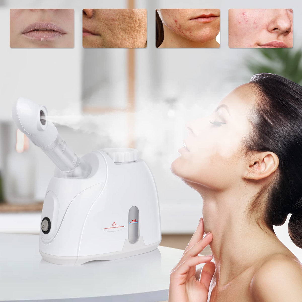 TERRIFI Facial Steamer with Extendable Arm Steaming Warm Mist Humidifier for Face Spa Sinuses Moisturizing, Homeuse or Salon