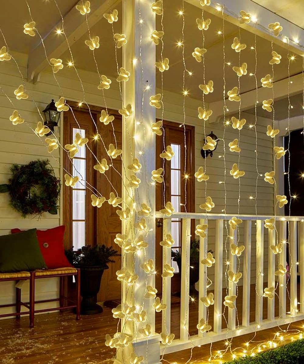 TERRIFI LED String Lights, 3M 20LED Battery Operated String Romantic Flower Rose Fairy Light, Indoor Outdoor Decorations Large Rose Flower Diameter (1, Butterfly Fairy String Lights)