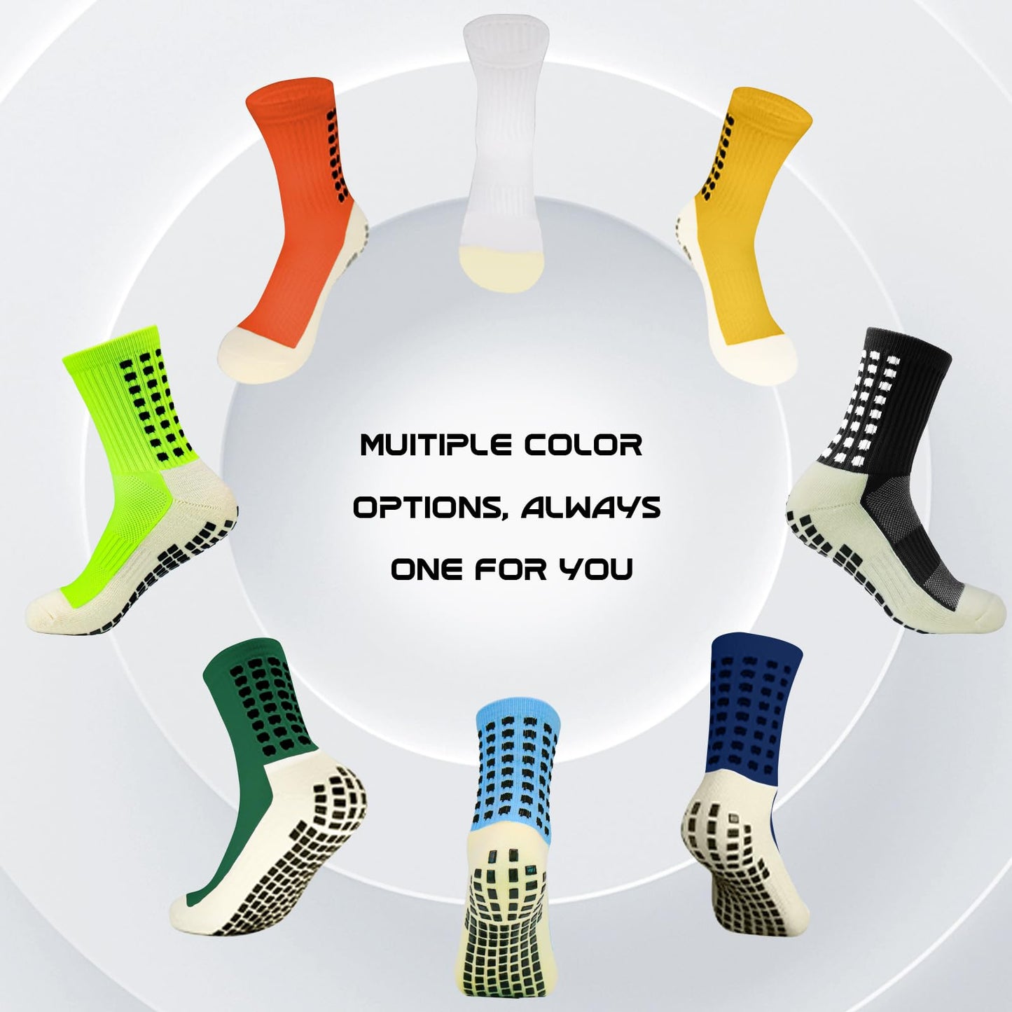 Yufree 4 Pairs Mens Grip Soccer Socks Non Slip Grippy Women Socks for Football Basketball Sports - Medaid International