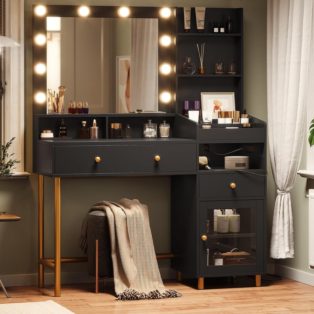 AOGLLATI Dressing Table with LED Mirror Light