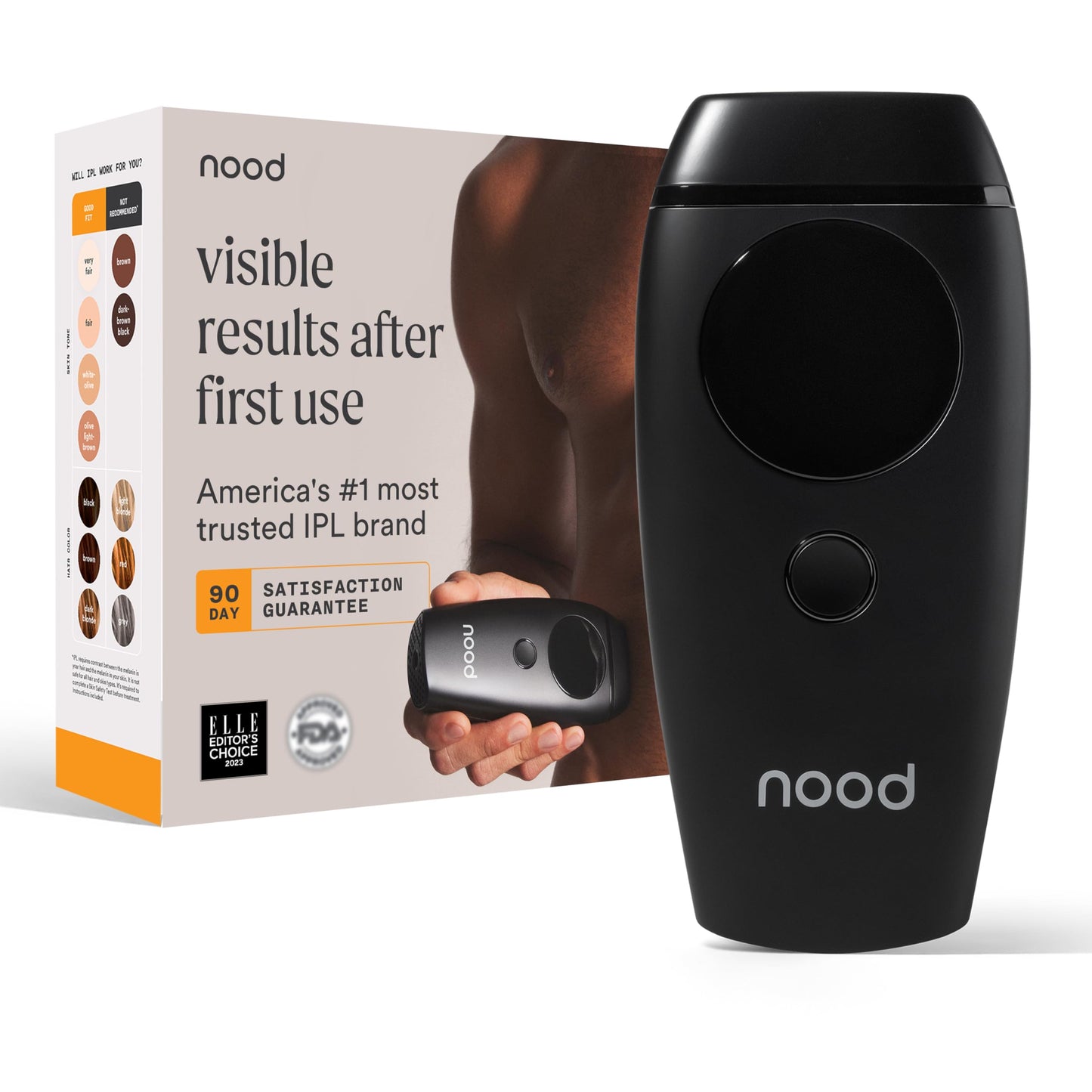 NEW Flasher 2.0 by Nood, IPL Laser Hair Removal Device for Men and Women, Pain-free and Permanent Results, Safe for Whole Body Treatment - Matte Black - Medaid International