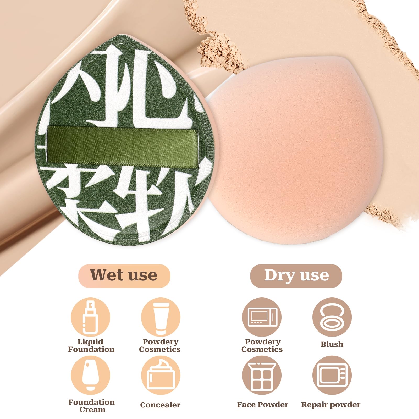 4 Pcs Korean Makeup Sponge Puff for Foundation Concealer and Powder Teardrop Setting Powder Puff Makeup Cushion Puff Foundation Sponge Blender Sponge for Liquid, Cream, and Powder (Large Size) - Medaid International