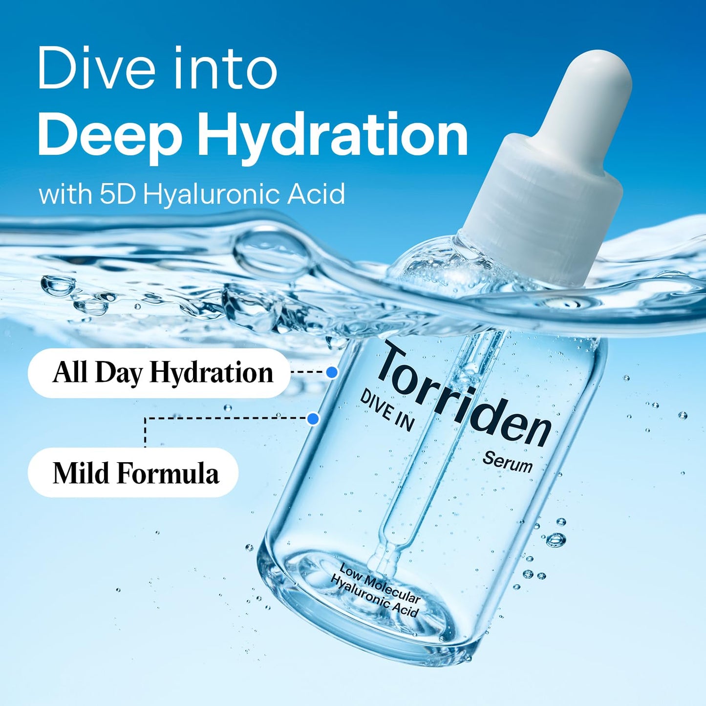 Torriden DIVE IN Hyaluronic Acid Serum for Deep Hydration | Korean K-Beauty Glass Skin Plump Glow | Lightweight Fast-Absorbing Face Serum 50ml (1.69 fl.oz.) - Medaid International