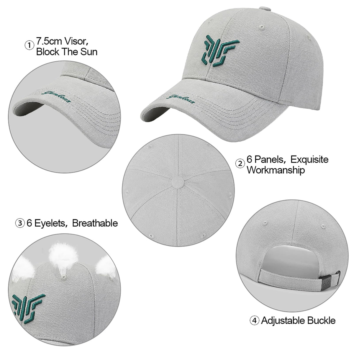 TERRIFI Baseball Cap, Adjustable Buckle Baseball Cap for Men and Women - Embroidered Breathable Summer Sun Hat for Outdoor Sports and Casual Wear