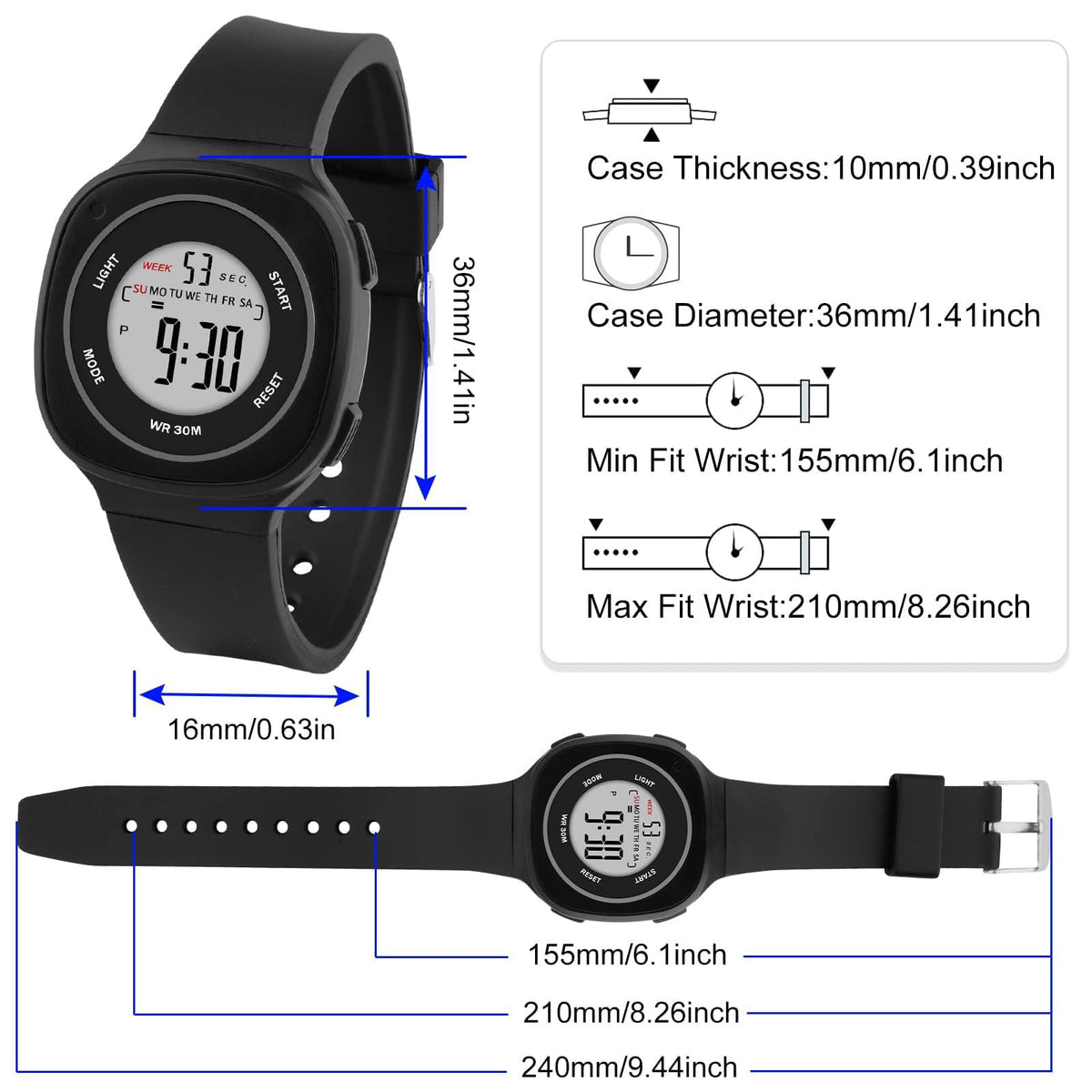 TERRIFI Kids Watches Digital for Girls Boys, Light Wristwatch for Child Waterproof Sport Outdoor Multifunctional Wrist Watches with Stopwatch Alarm for Ages 4-15