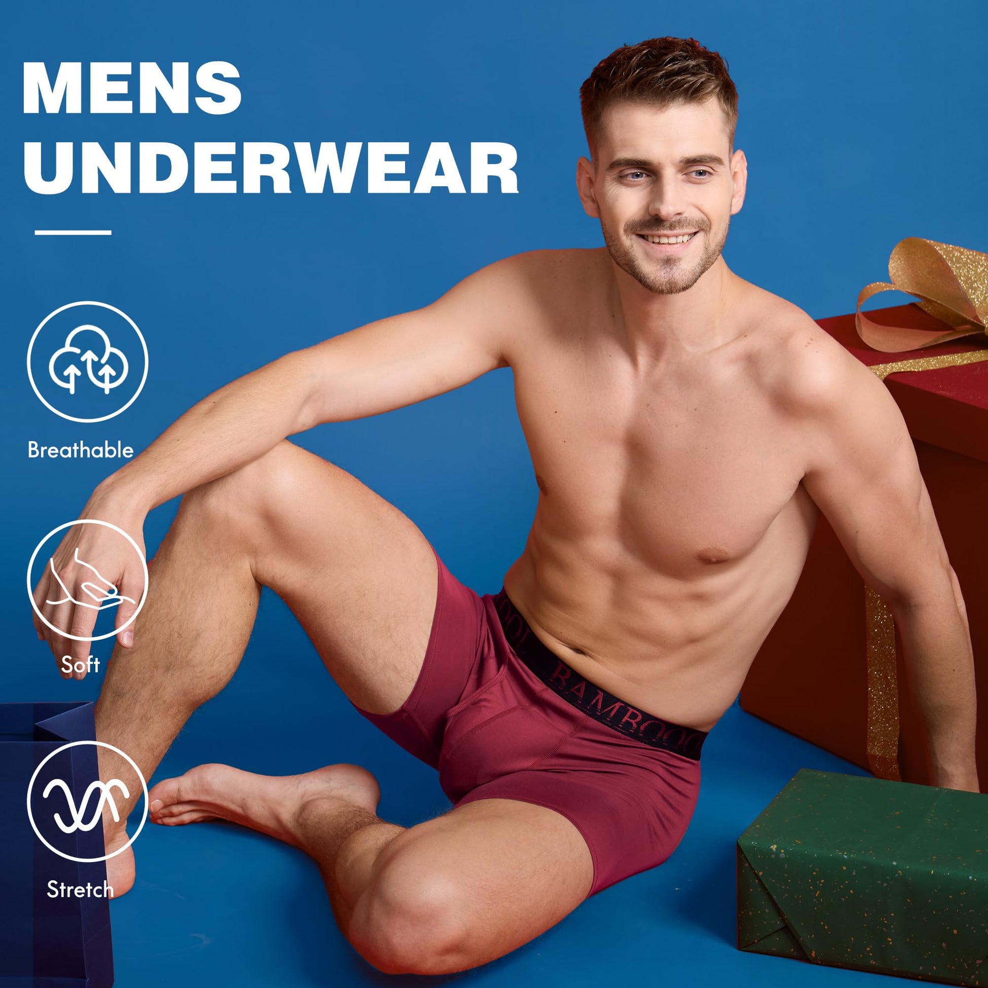 BAMBOO COOL Men's Ultra ComfortSoft Underwear, Moisture Wicking & Breathable No Ride Up Boxer Briefs with Fly, Multipack - Medaid International