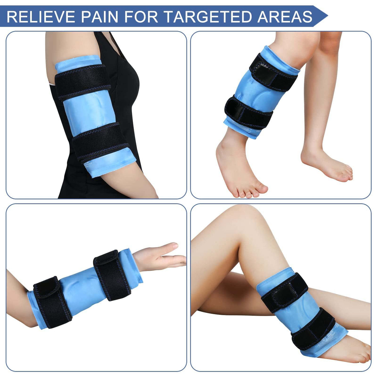 KASTWAVE Ice Pack for Knee Injuries, Reusable Gel Cold Compress Knee Wraps for Knee Injuries, Swelling, Pain Relief, Compression Brace for Injuries