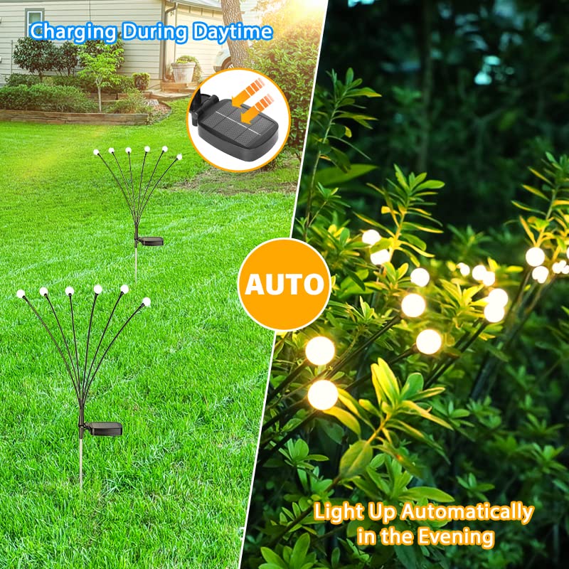Brightever Upgraded Solar Swaying Garden Lights, Firefly Landscape Stake Lights with Highly Flexible Copper Wire, 2 Packs - Medaid International
