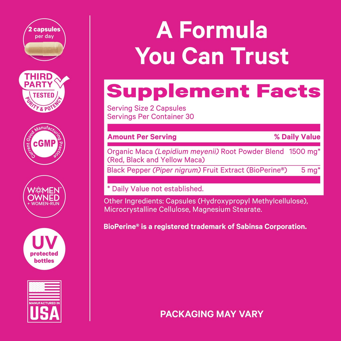 Pink Stork Maca Root Capsules for Women – Organic Maca with BioPerine® for Hormonal Balance, Energy + Wellness – Supports Perimenopause, Menstrual Health, and Vitality - Medaid International
