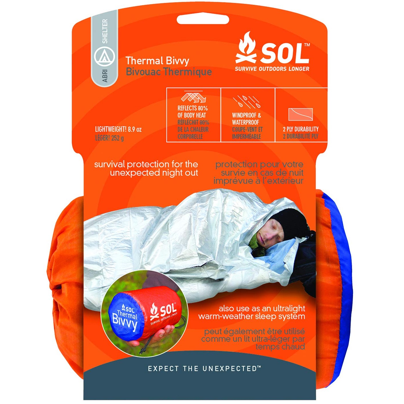 S.O.L. Survive Outdoors Longer S.O.L. 80% Reflective Thermal Emergency Bivvy