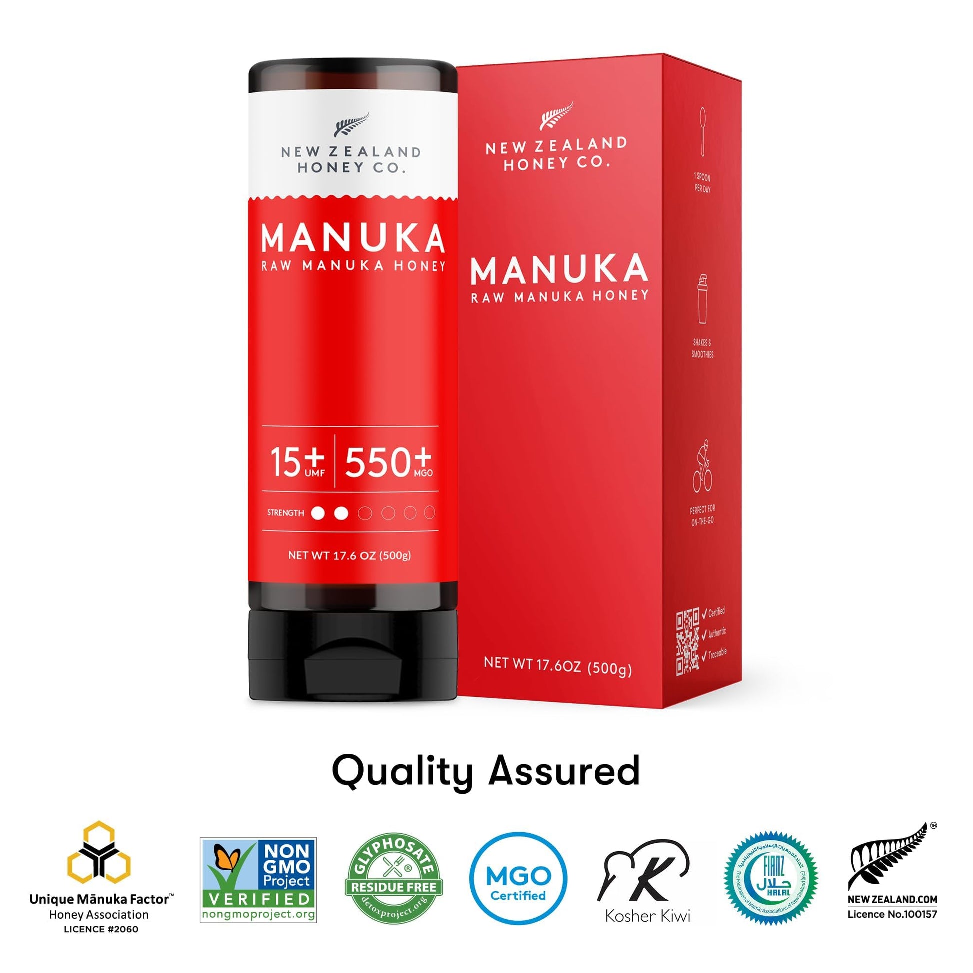 New Zealand Honey Co. Manuka Honey UMF 15+ Squeezy | 500g | 17.6oz - Medaid International