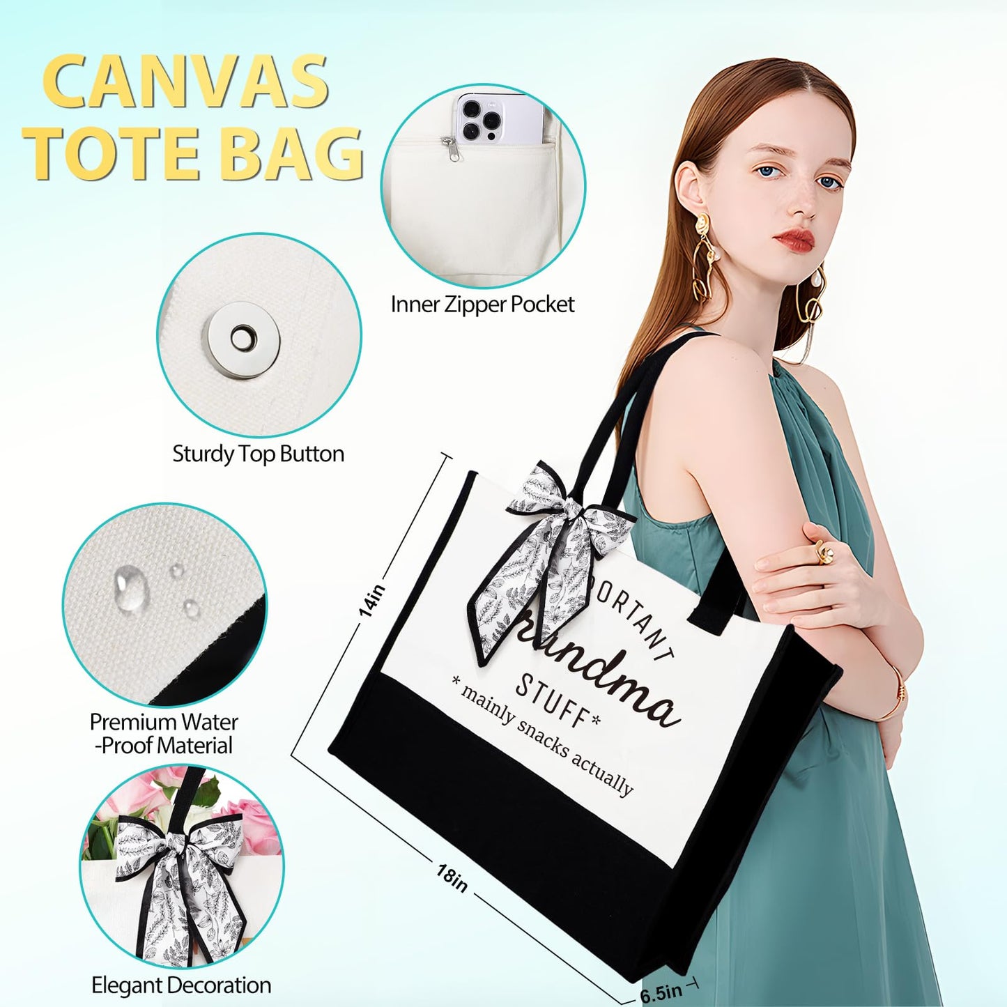 Suhctuptx Grandma Gift Set, Christmas & Birthday Gifts for Grandma, Funny Mother's Day Ideas for Grandparent & Nana Basket with Tote Bag - Medaid International