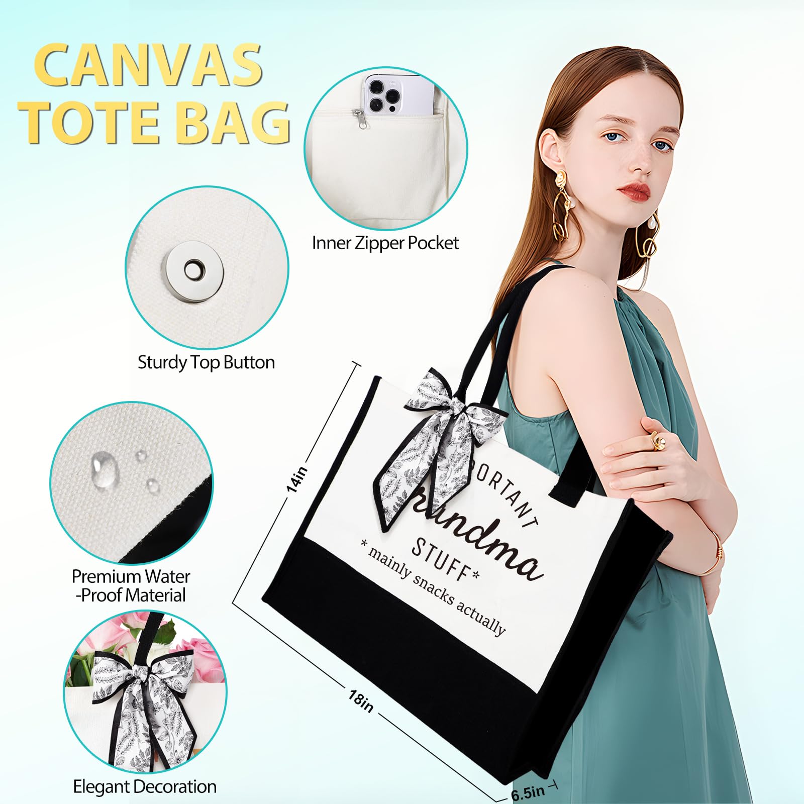 Suhctuptx Grandma Gift Set, Christmas & Birthday Gifts for Grandma, Funny Mother's Day Ideas for Grandparent & Nana Basket with Tote Bag - Medaid International