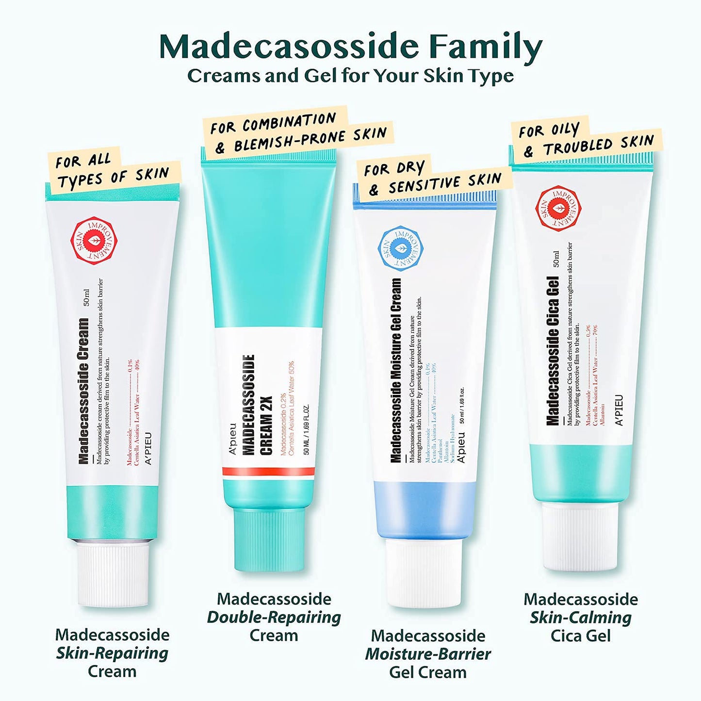 A’PIEU Madecassoside Skincare Bundle – Moisture Gel Cream & Tetrasome Cica Cream (2 x 1.69 fl oz) – Hydrating & Calming Set for Dry, Sensitive, and Combination Skin – Centella Asiatica, Panthenol - Medaid International