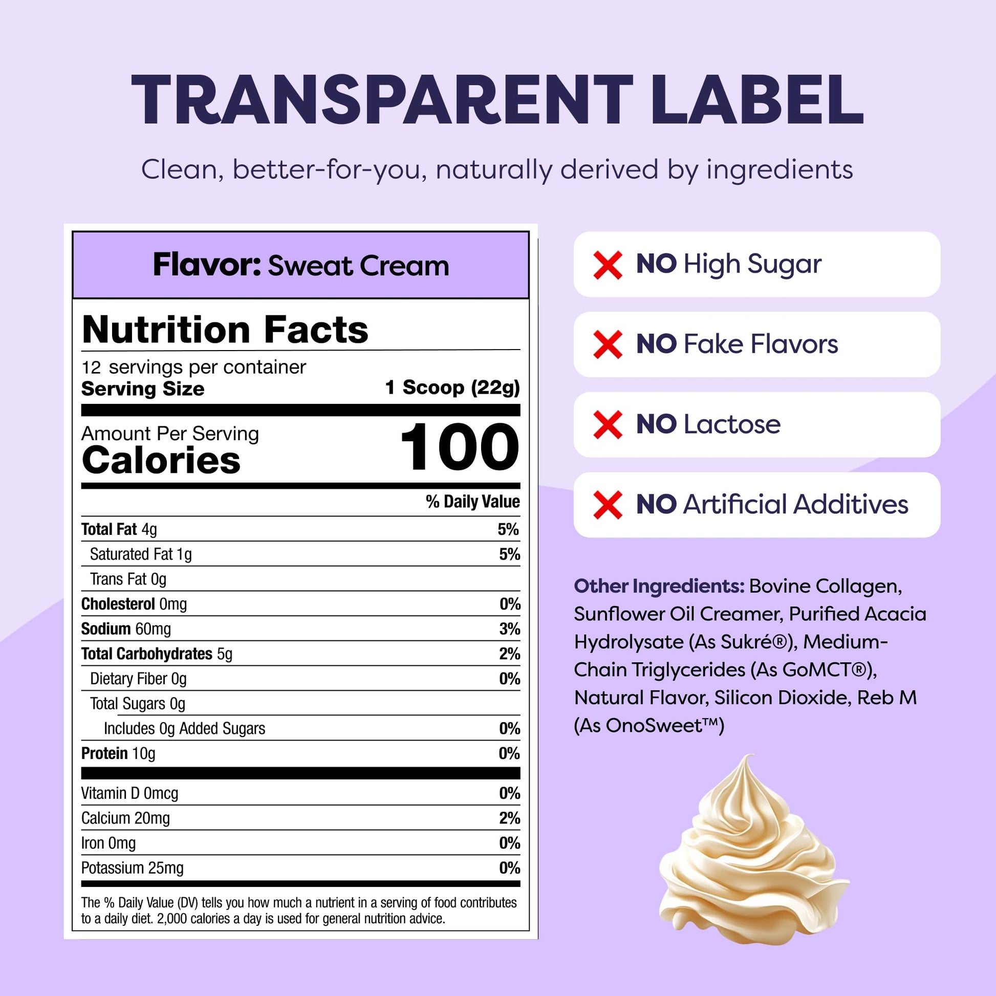 Collagen Protein Coffee Creamer Sweet Cream - Made with Grass Fed Pasture Raised Collagen - Hair, Skin & Nail support with Energy-Boosting MCTs, Keto Friendly, Lactose Free & Gluten Free, 0g of Sugar, 11g of Protein - Medaid International