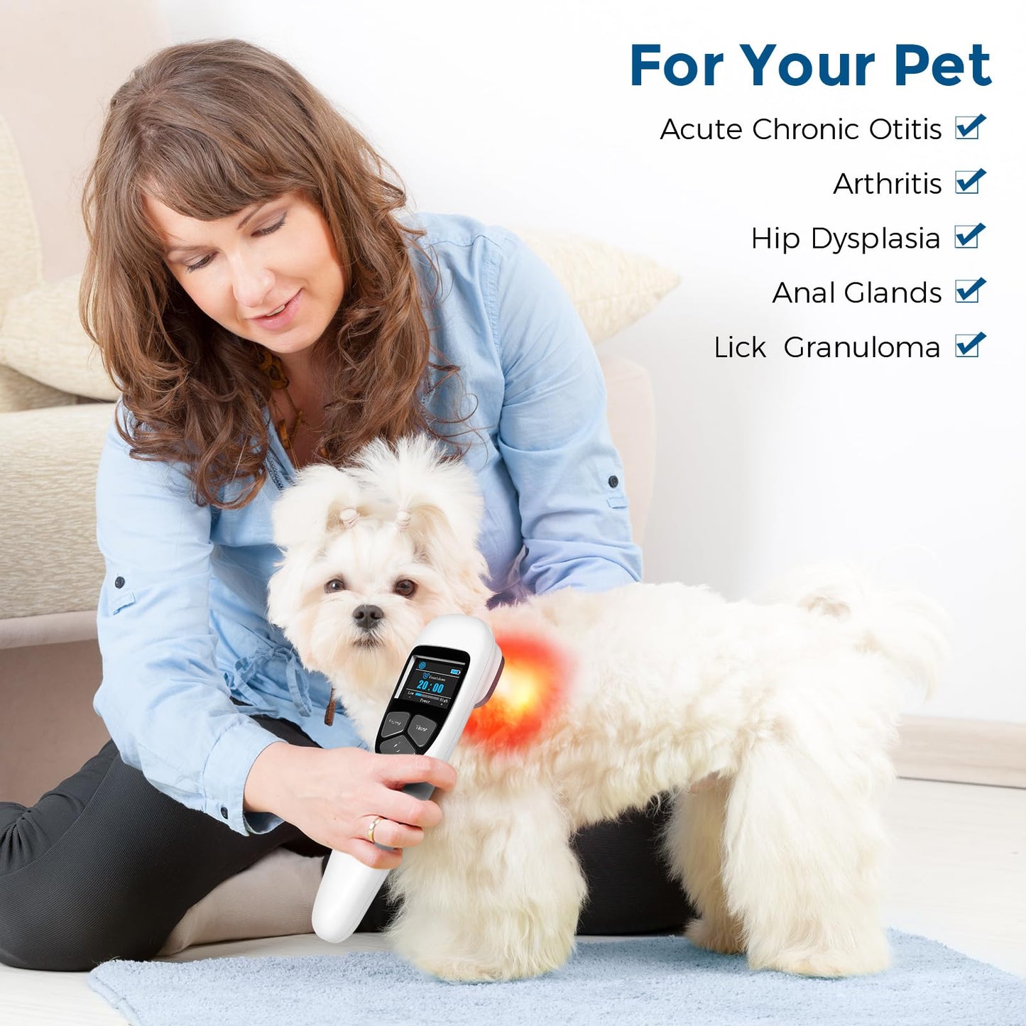 Cold Laser Therapy Device for Dog Veterinary, Handhold, Low Level Laser Red Light Therapy for Human Pain Relief Knee, Joint, Muscle, 4 Power/4 Timer, 3X 808nm + 13x 650nm - Medaid International