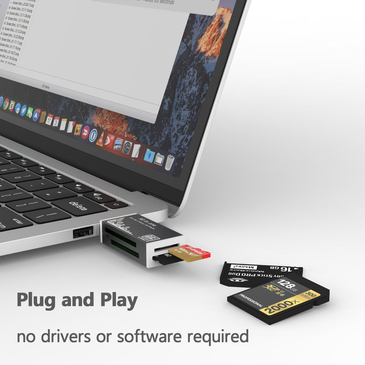 TERRIFI Micro SD Card Reader USB 2.0, 4 Slot 4-in-1 USB Adapter for MS Duo/Pro, M2, SDXC, SDHC, MMC, RS-MMC, Micro SDXC, Micro SDHC and TF Card, 480Mbps, Compatible WIN XP 7 8 10 11, Mac, Linux, Vista
