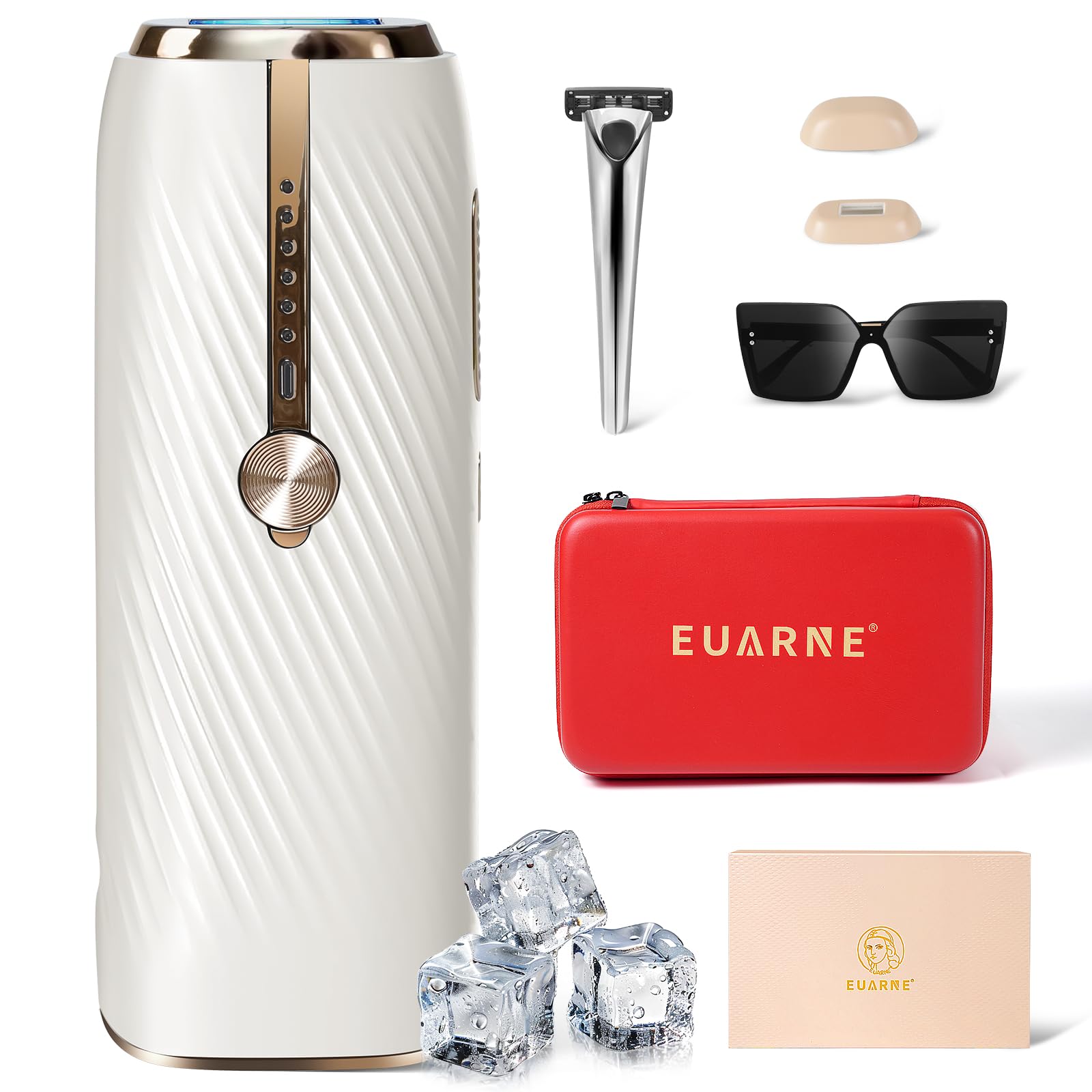 Laser Hair Removal with Ice Cooling, IPL Hair Removal Device Painless, EUARNE Home Use Facial Hair Removal for Women, Dual Lights, Effective in 2 Weeks, Body & Face Epilator, Storage Bag for Travel. - Medaid International