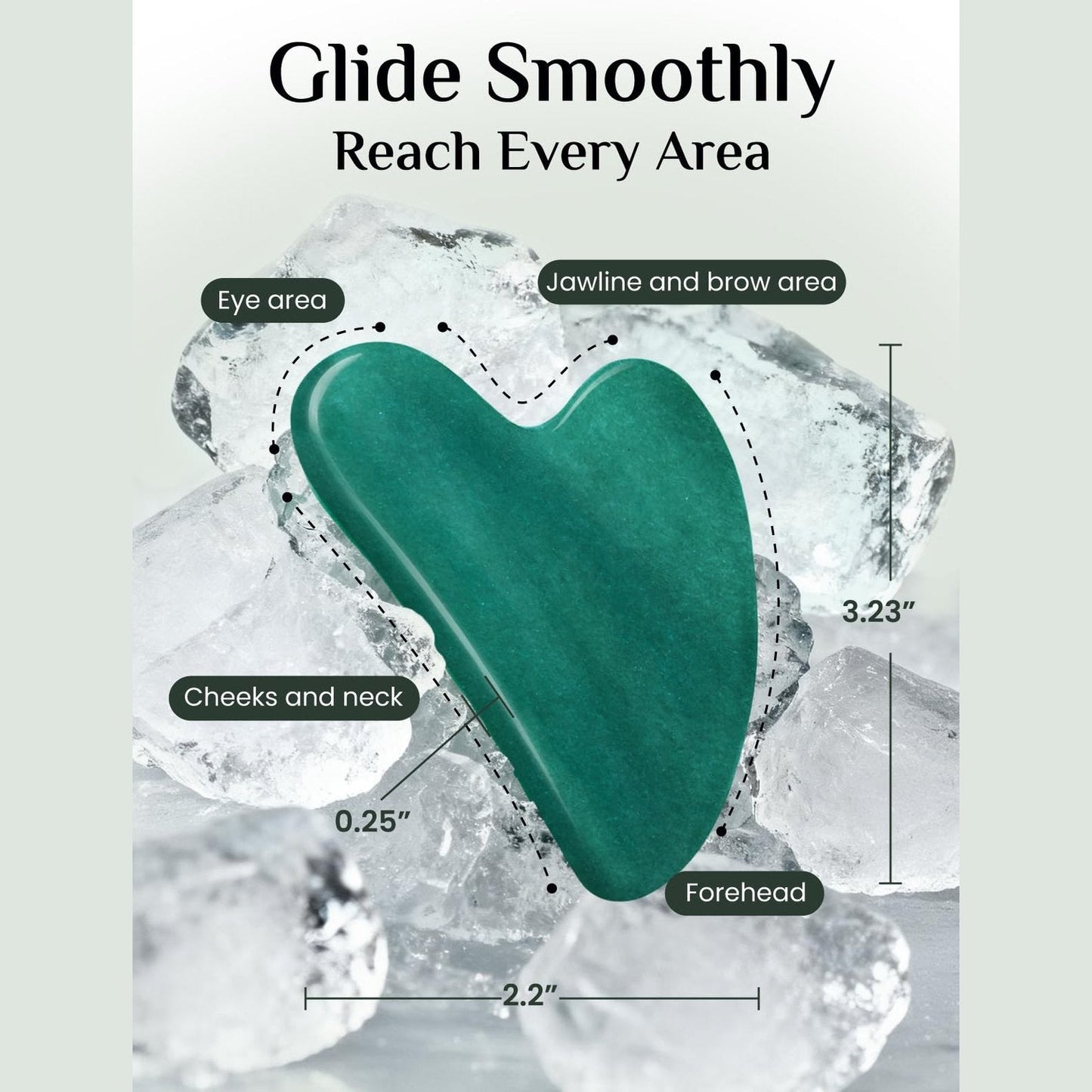 Rena Chris Gua Sha Facial Tools: Natural Jade Stone Guasha Tool for Face Acupuncture Therapy, Facial Massager for Jawline Sculpting and Puffiness Reducing (Green) - Medaid International