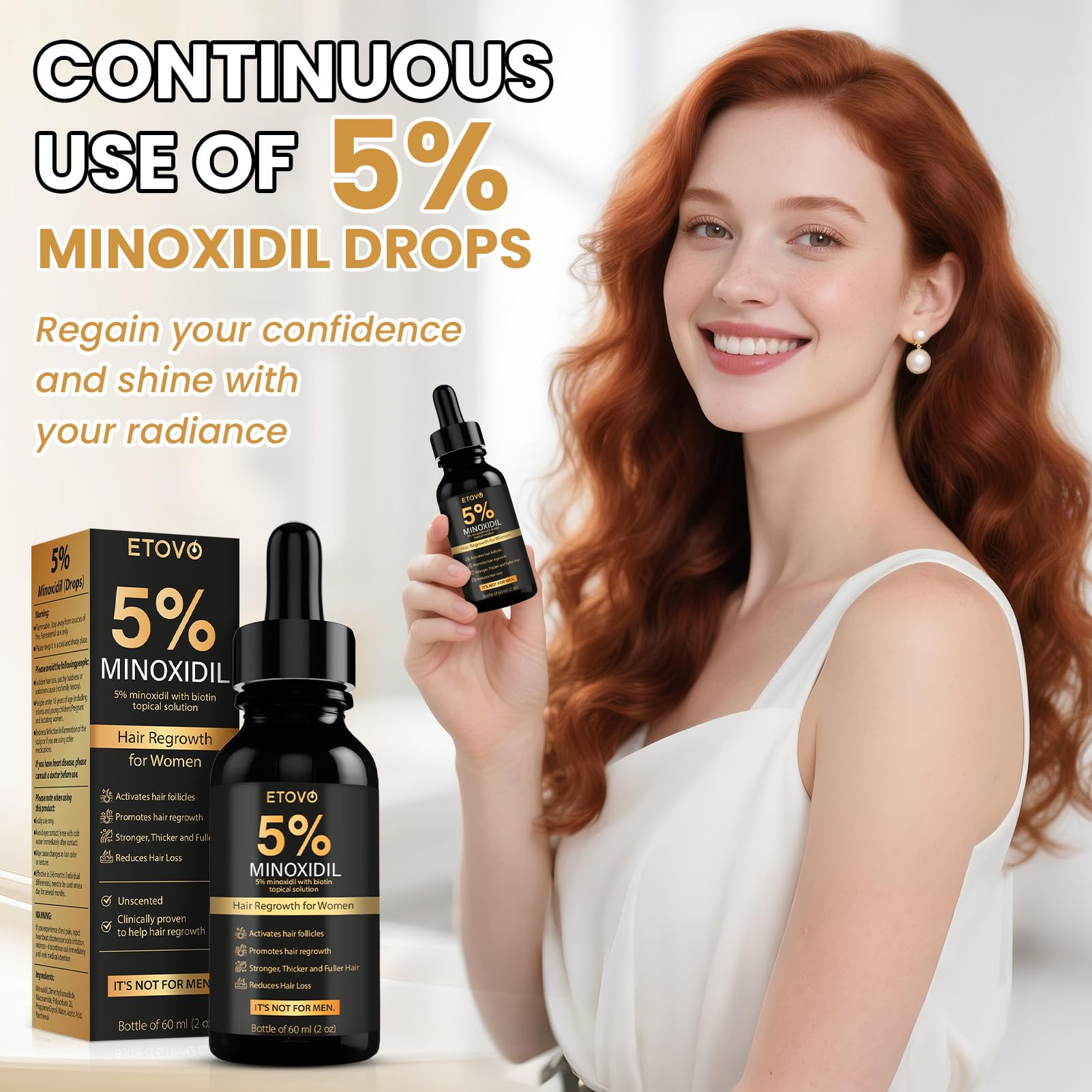 5% Minoxidil for Women Hair Growth Serum Topical Minoxidil Hair Regrowth Thicker Prevent Hair Loss for Thickening Longer Fuller - Medaid International