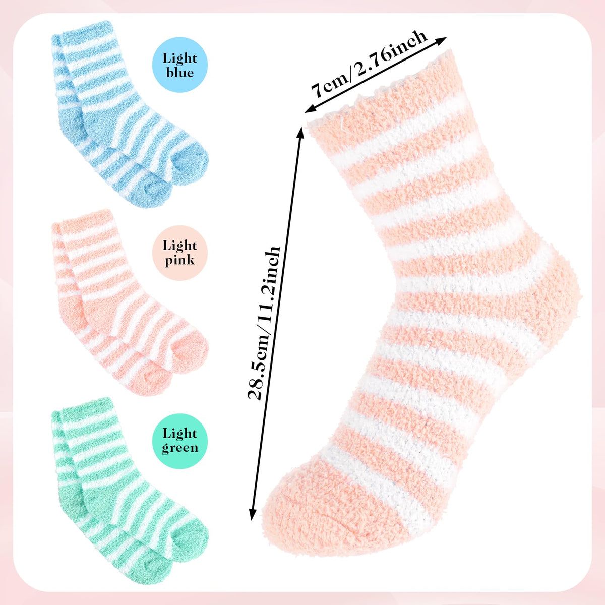 Aloe Infused Moisturizing Socks, 3 Pairs Coral Fleece, Non Slip
