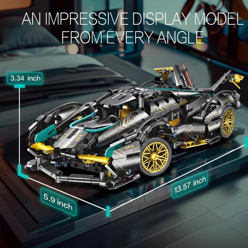 KASTWAVE Technic Sports Car Building Set - 1:14 MOC Lambo V12 Speed Champions Racing Model Vehicle for Boys or Adults 10-14+ Years (1012 Pieces)