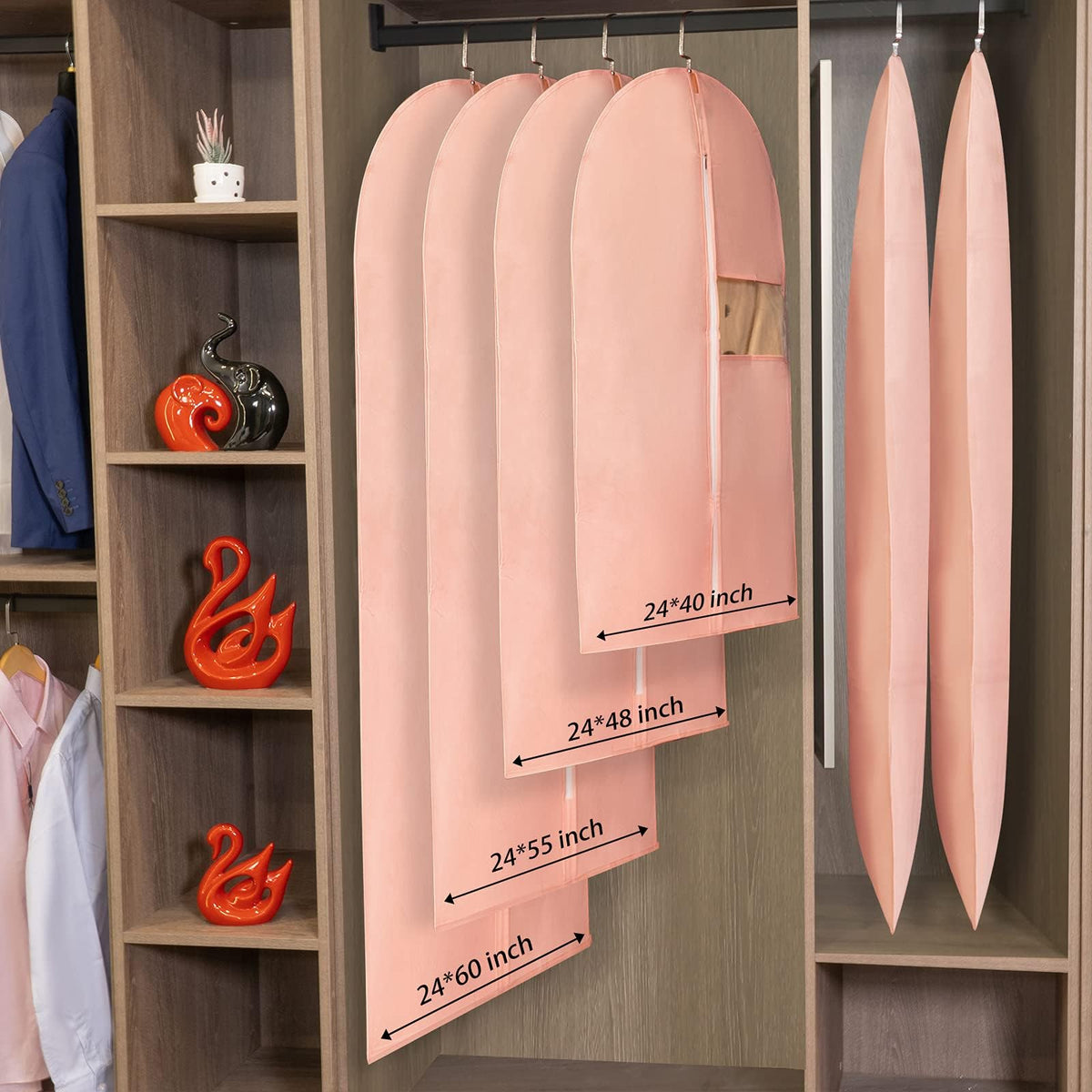 Kastwave Hanging Clothes Bag, Garment Bags Suit Bags, Dust Cover Breathable Dress Bag For Storage Plastic Gowns Long With Zipper Closet