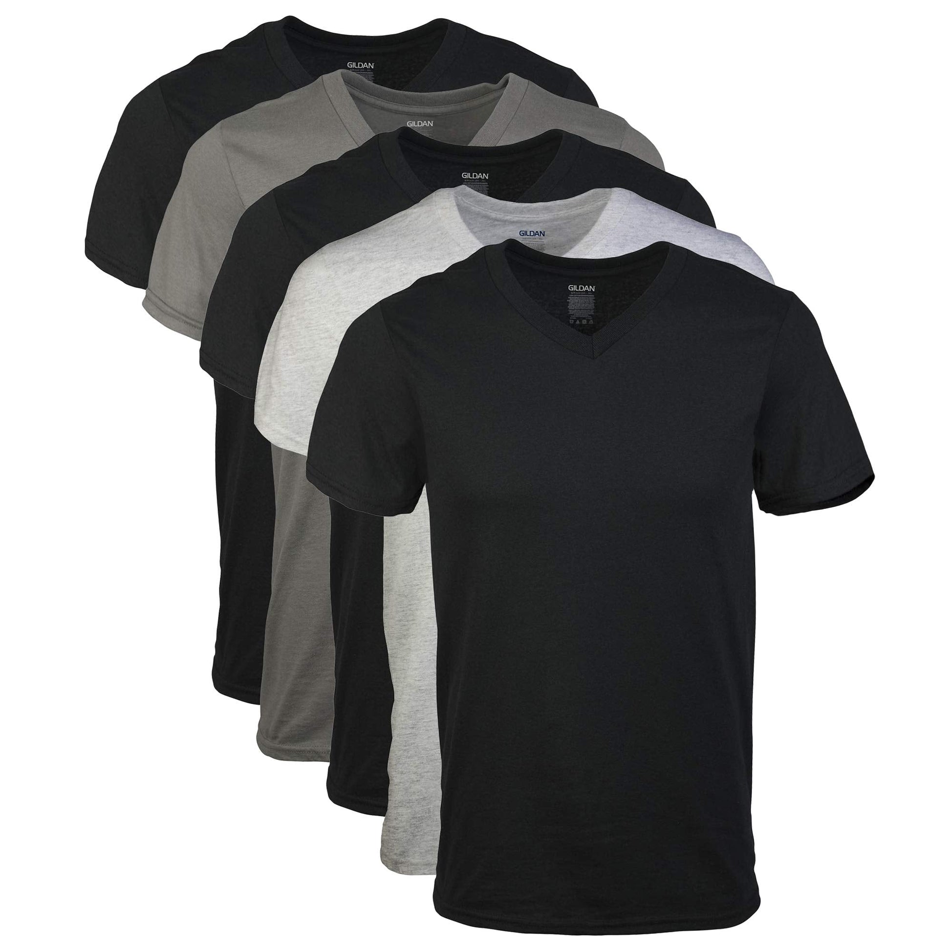 Gildan Men's V-Neck T-Shirts, Multipack, Assorted (5-Pack), X-Large - Medaid International