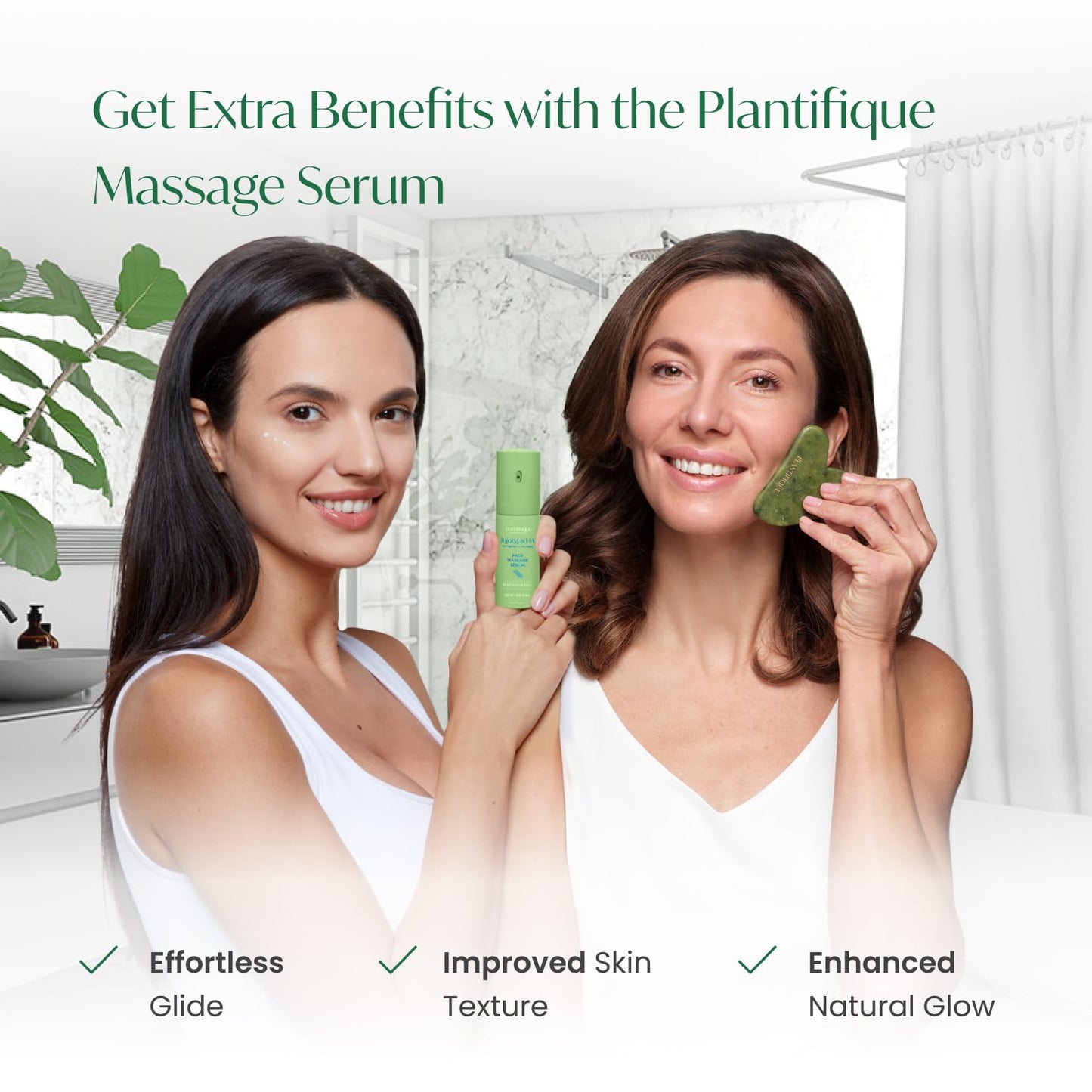 PLANTIFIQUE Gua Sha Facial Tools | Gifts | Massage Tool | Jawline Sculptor | Face Sculpting Tool for Your Skin Care Routine | Jade Guasha - Medaid International