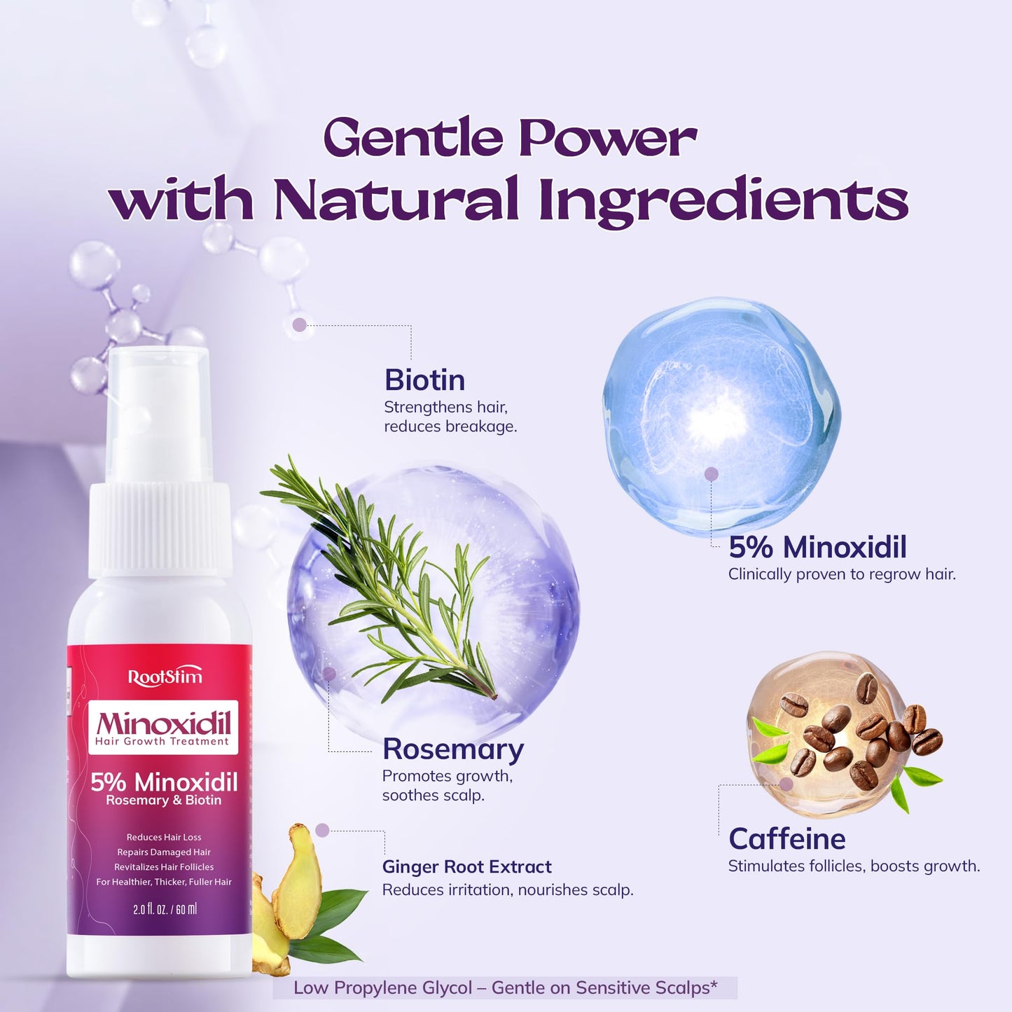 Women's 5% Minoxidil Spray for Hair Growth: RootStim Extra Strength Minoxidil with Rosemary & Biotin for Thinning Hair Regrowth and Fuller Hair 60 ML - Medaid International